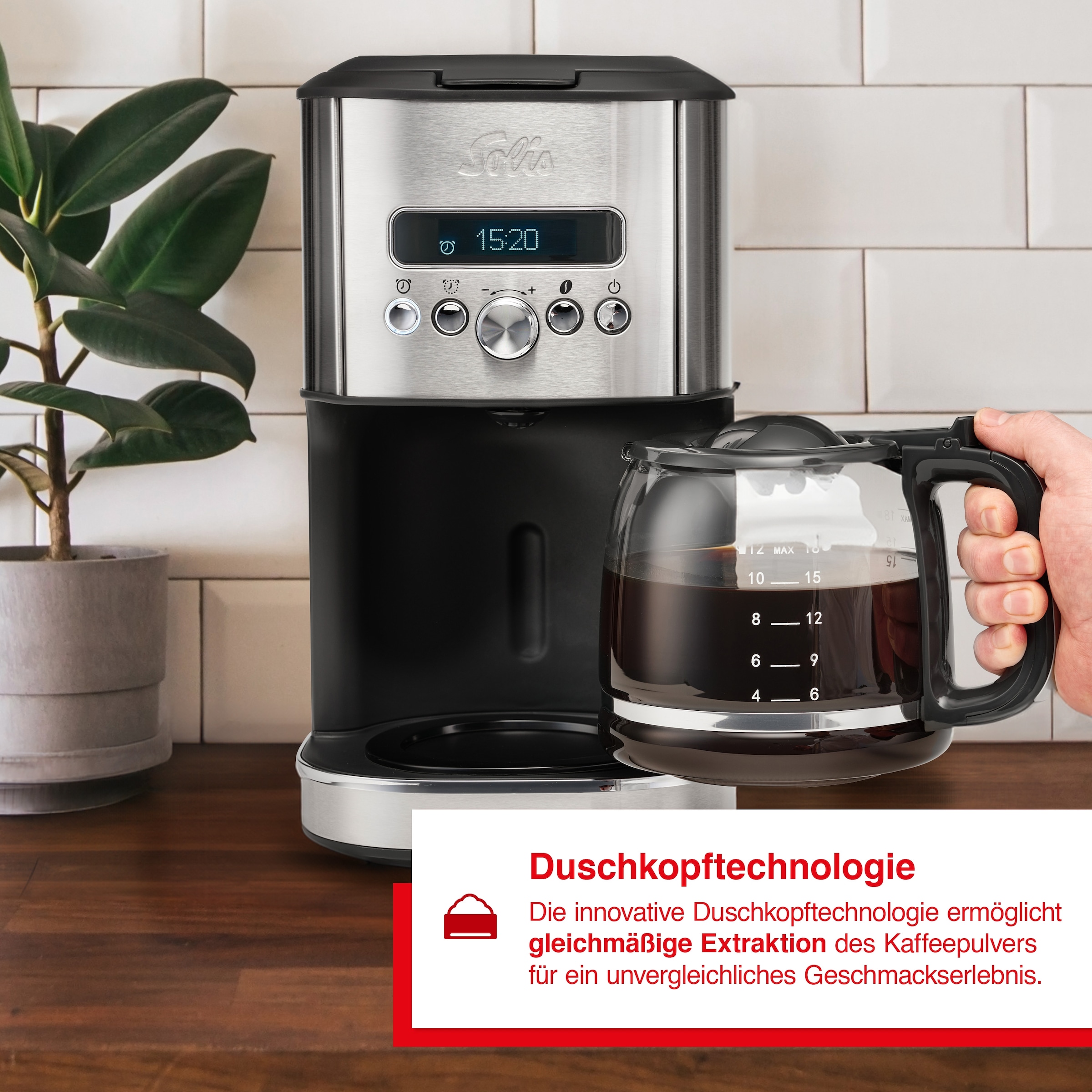 SOLIS OF SWITZERLAND Filterkaffeemaschine »Aroma Brewer (Typ 1021)«, 1,8 l Kaffeekanne, Papierfilter, mit Warmhaltefunktion
