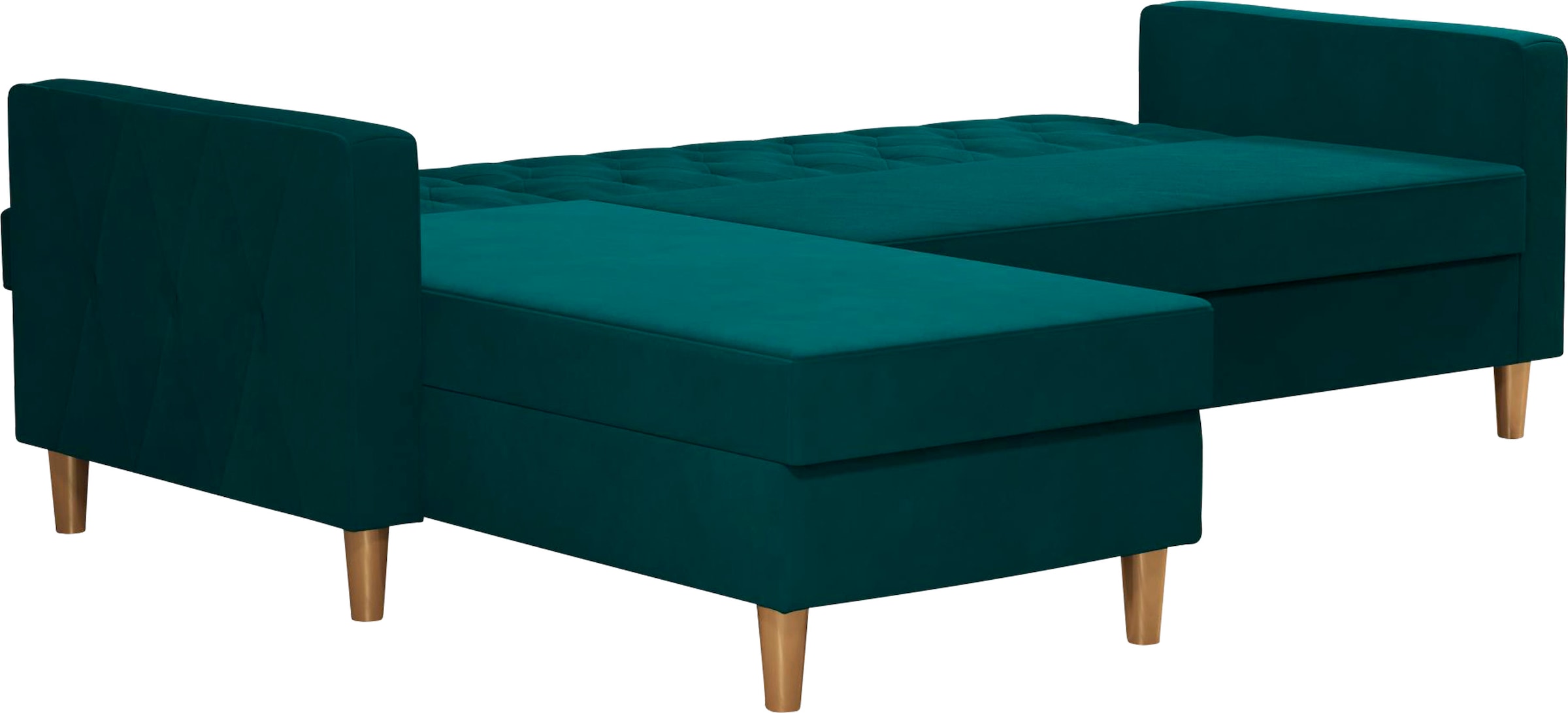 Cosmo Living Ecksofa »Liberty«, mit Schlafffunktion, Recamiere mit Stauraum beidseitig montierbar