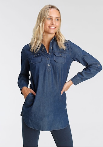 Arizona Jeansbluse »Krempelärmel mit Riegel«, im Tunikastil kaufen