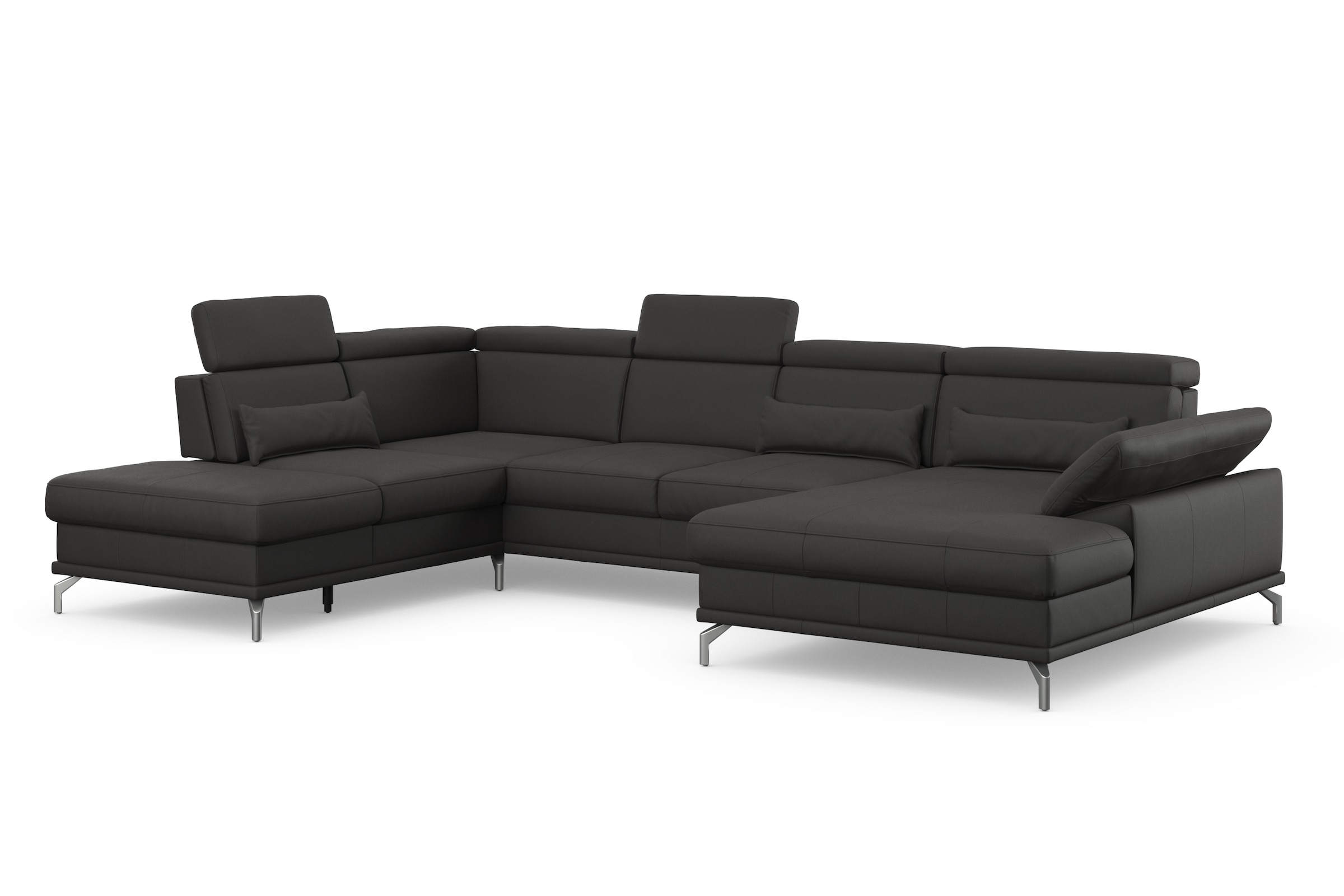 sit&more Wohnlandschaft »Cabrio U-Form, mit Sitztiefenverstellung, Arm- und Kopfteilverstellung«, 3 Nierenkissen, Federkern, optional Bettfunktion und Stauraum