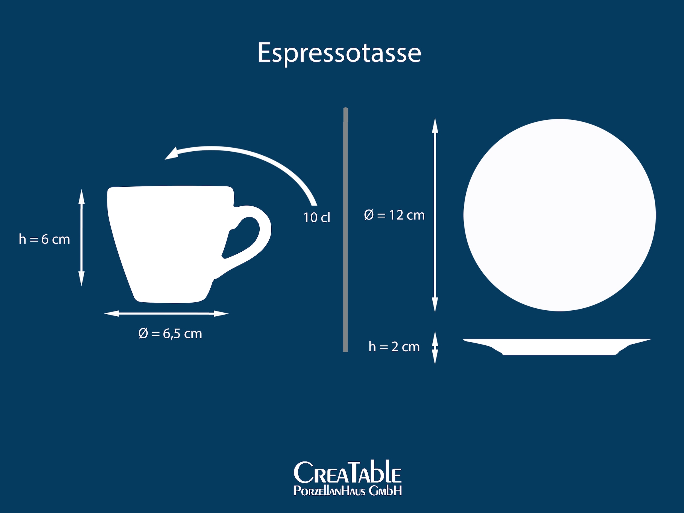 CreaTable Espressotasse »Nature Collection Mediterran, Espresso-Set, 8-tlg.«, (Set, 8 tlg.), Handwerklicher Look, Vintage