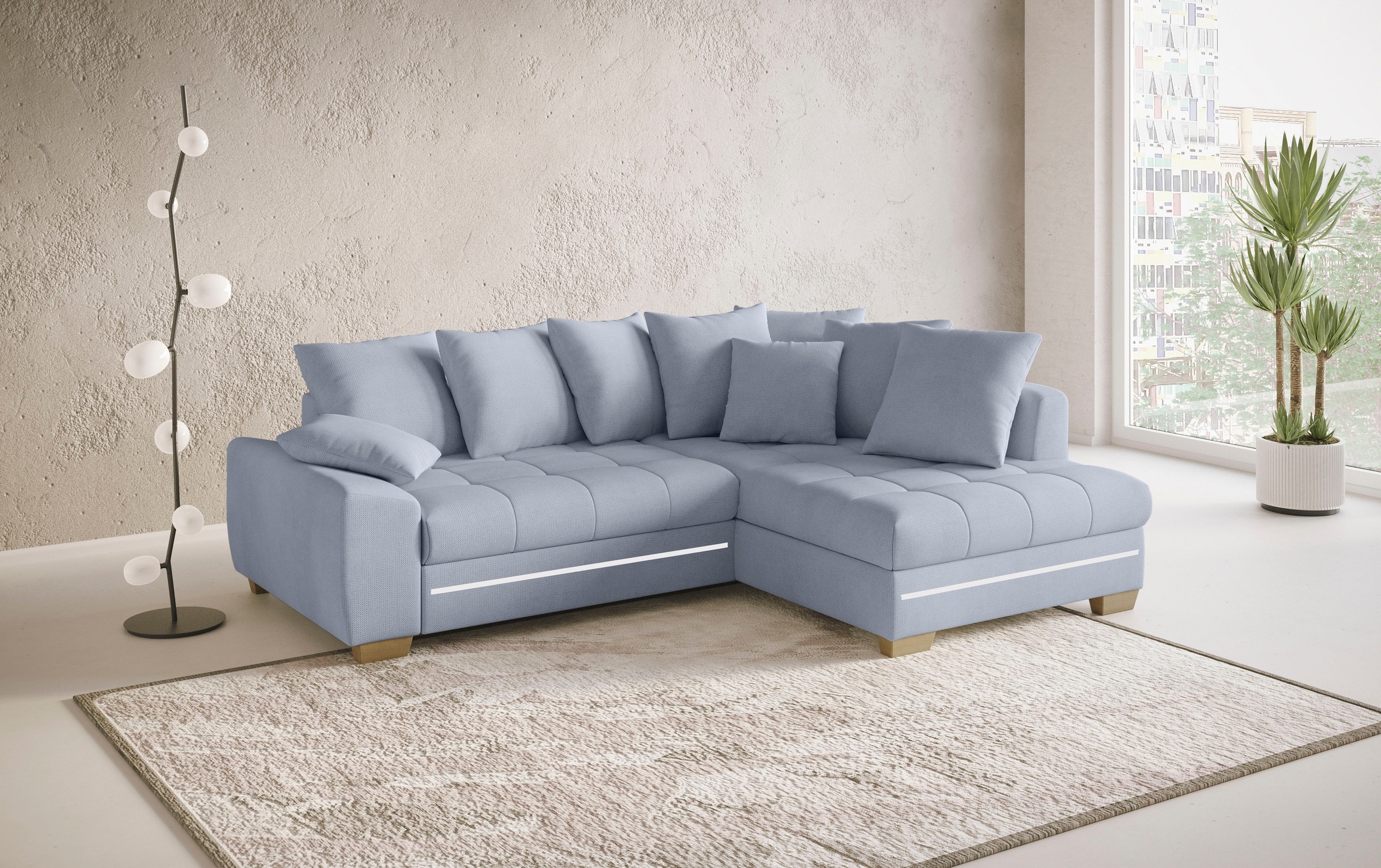 Mr. Couch Ecksofa »Nikita II, L-Form«, mit Kaltschaum, RGB-LED Beleuchtung, wahlweise mit Bett, Bettkasten