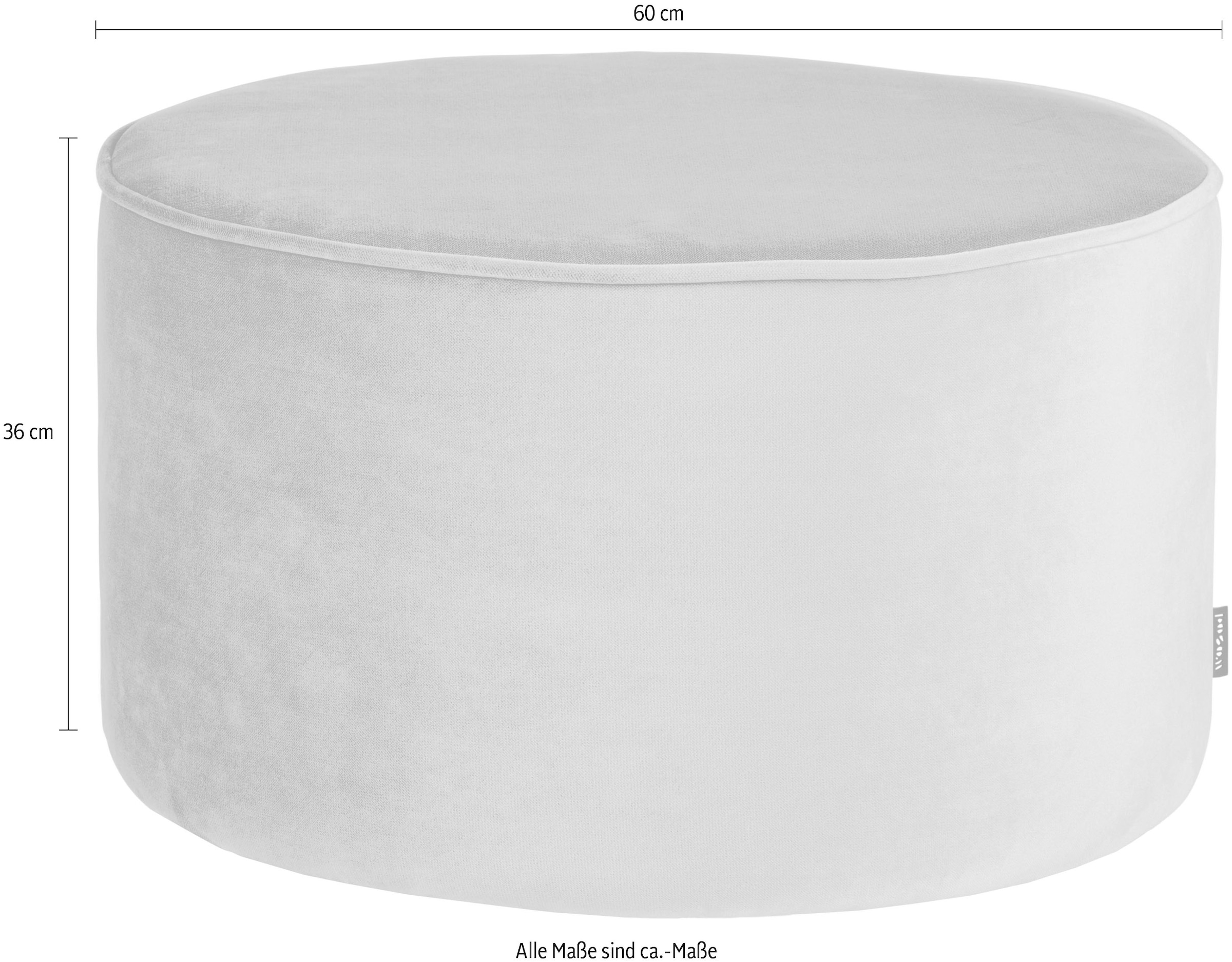 WOOOD Hocker »Sara mit Jarra-Velvetbezug, Ø 60 x H 36 cm« Maximale Verschleißfestigkeit, Tragkraft 120 kg, Pfleiglicht