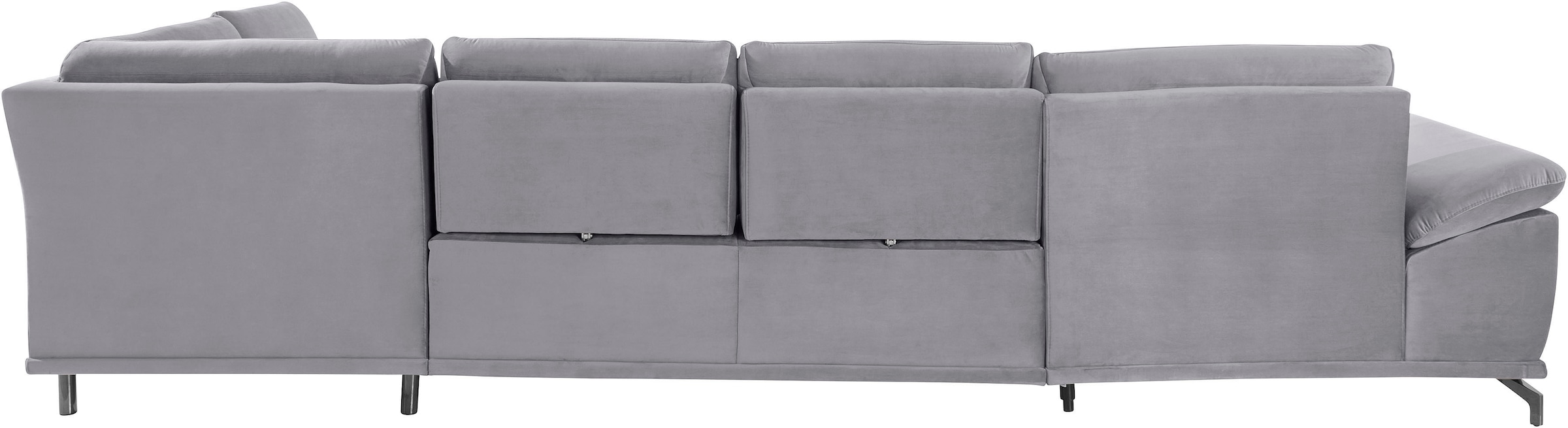 Places of Style Wohnlandschaft »Costello U-Form, mit Sitztiefenverstellung, Armteilverstellung und«, 3 Nierenkissen, optional Bettfunktion und Bettkasten