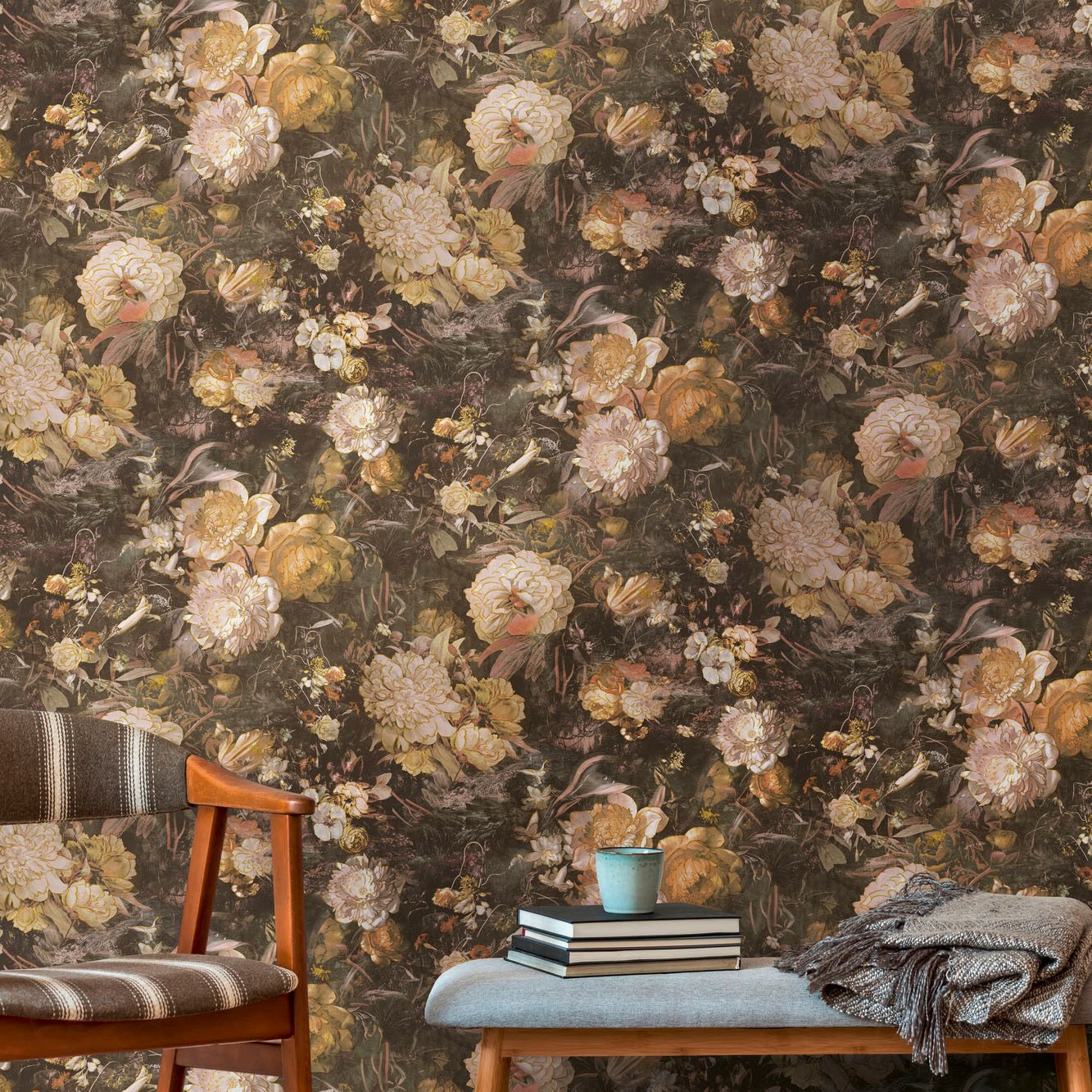 A.S. Création Vliestapete »THE BOS Blumentapete Floral«, leicht glänzend-gemustert-abstrakt, Blumenwand Tapeten Wohnzimmer Schlafzimmer Küche modern Design Optik