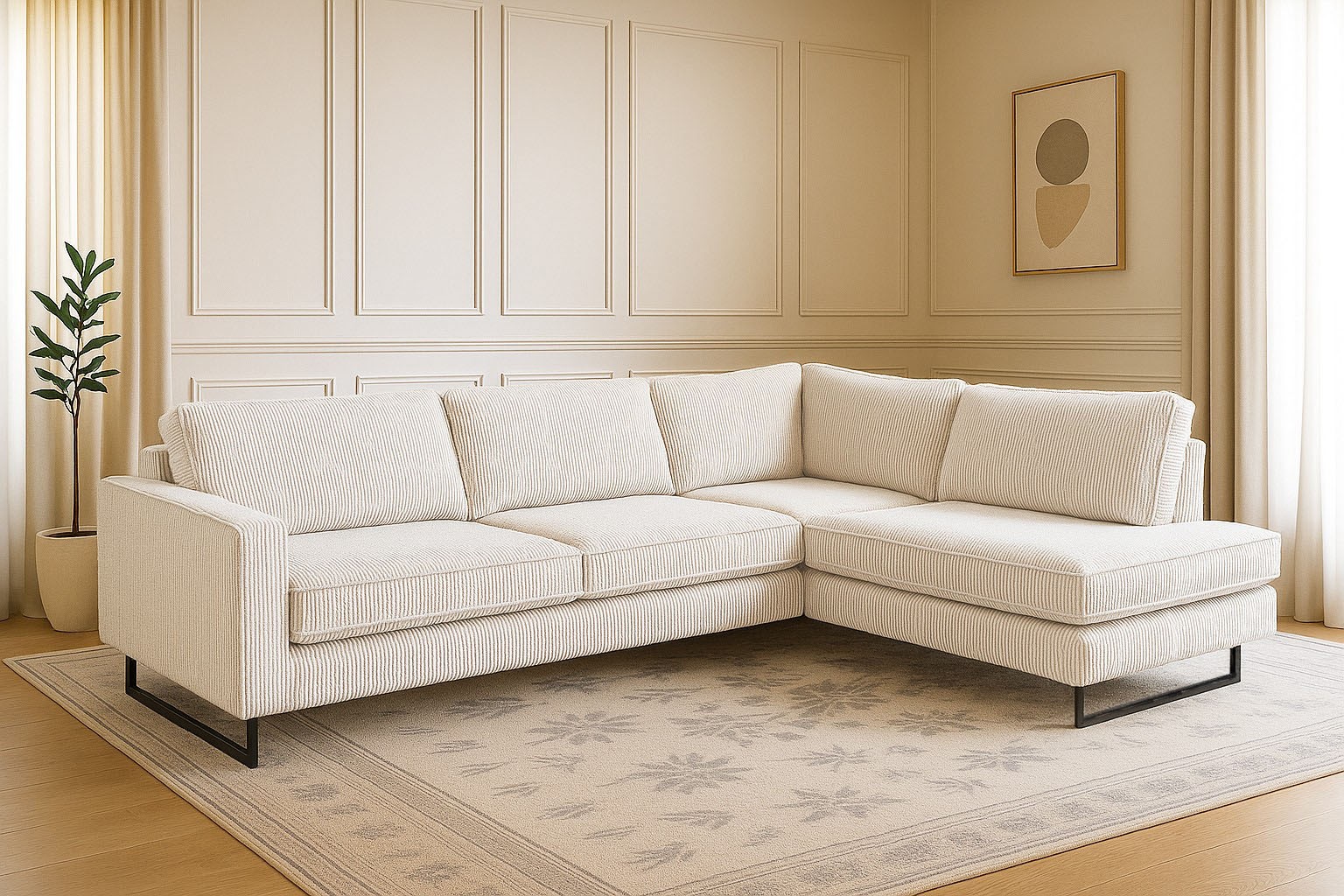 Home affaire Ecksofa »Pinto, 290 cm, Cord, Chenille, Lederoptik, Ottomane l günstig online kaufen