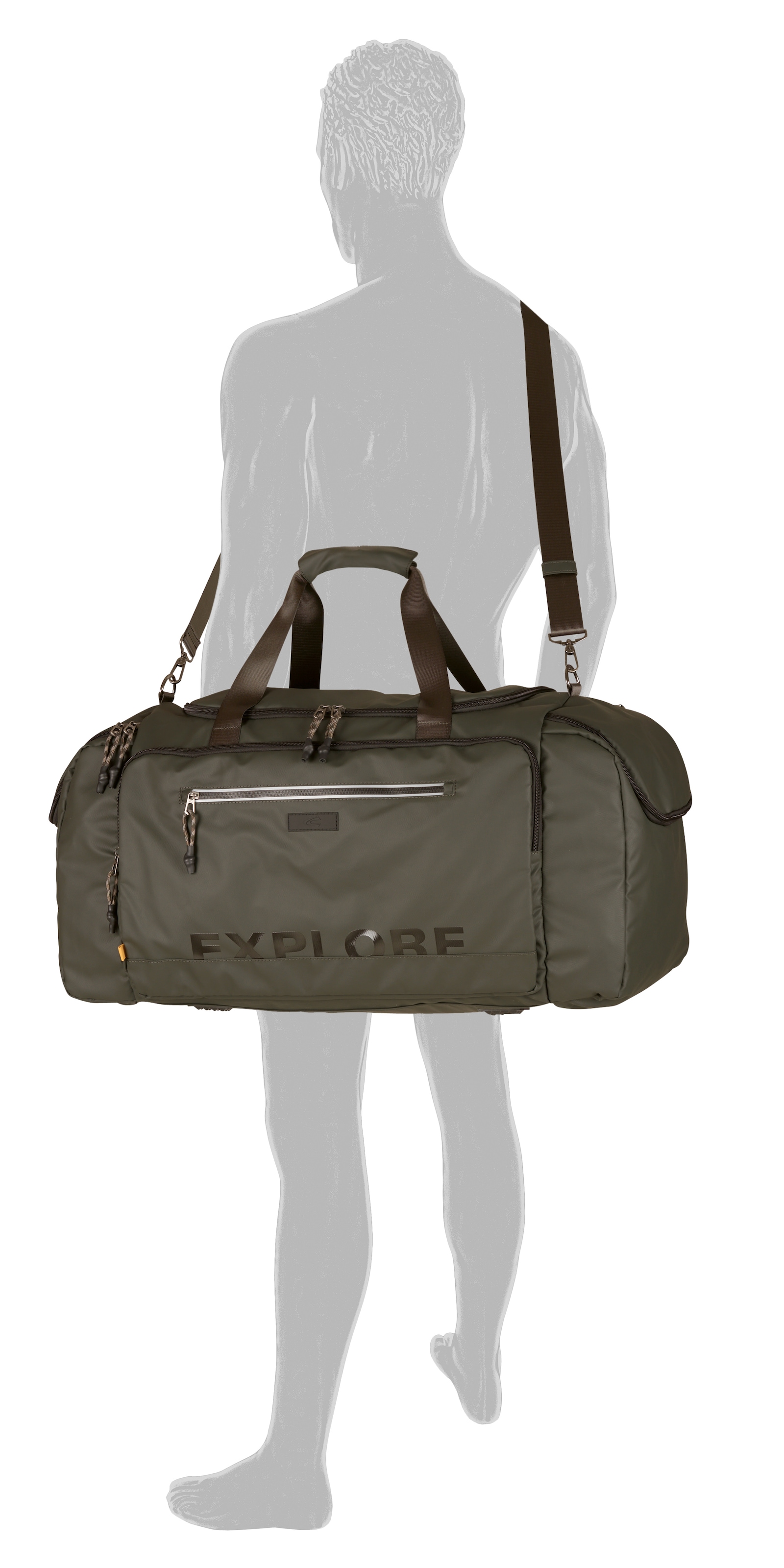 camel active Reisetasche »Explore«, wasserabweisendes recyceltes Nylon und reflektierende Reißverschlüsse