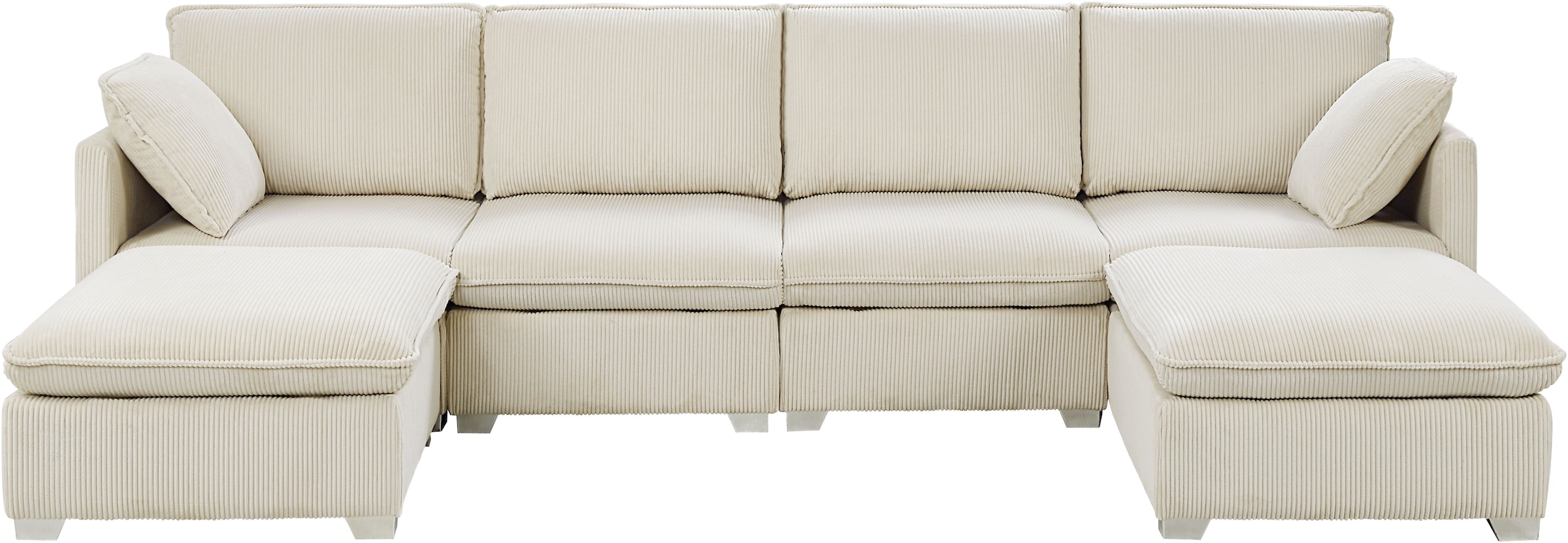 ATLANTIC home collection Wohnlandschaft, modularer 4-Sitzer mit 2 Hockern, weicher Cordbezug