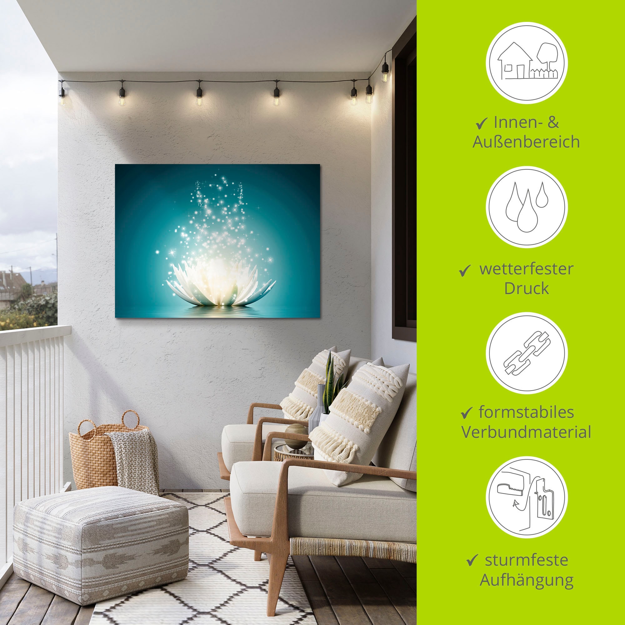Artland Wandbild »Magie der Lotus-Blume«, Blumen, (1 St.), als Alubild, Outdoorbild, Leinwandbild, Poster, Wandaufkleber