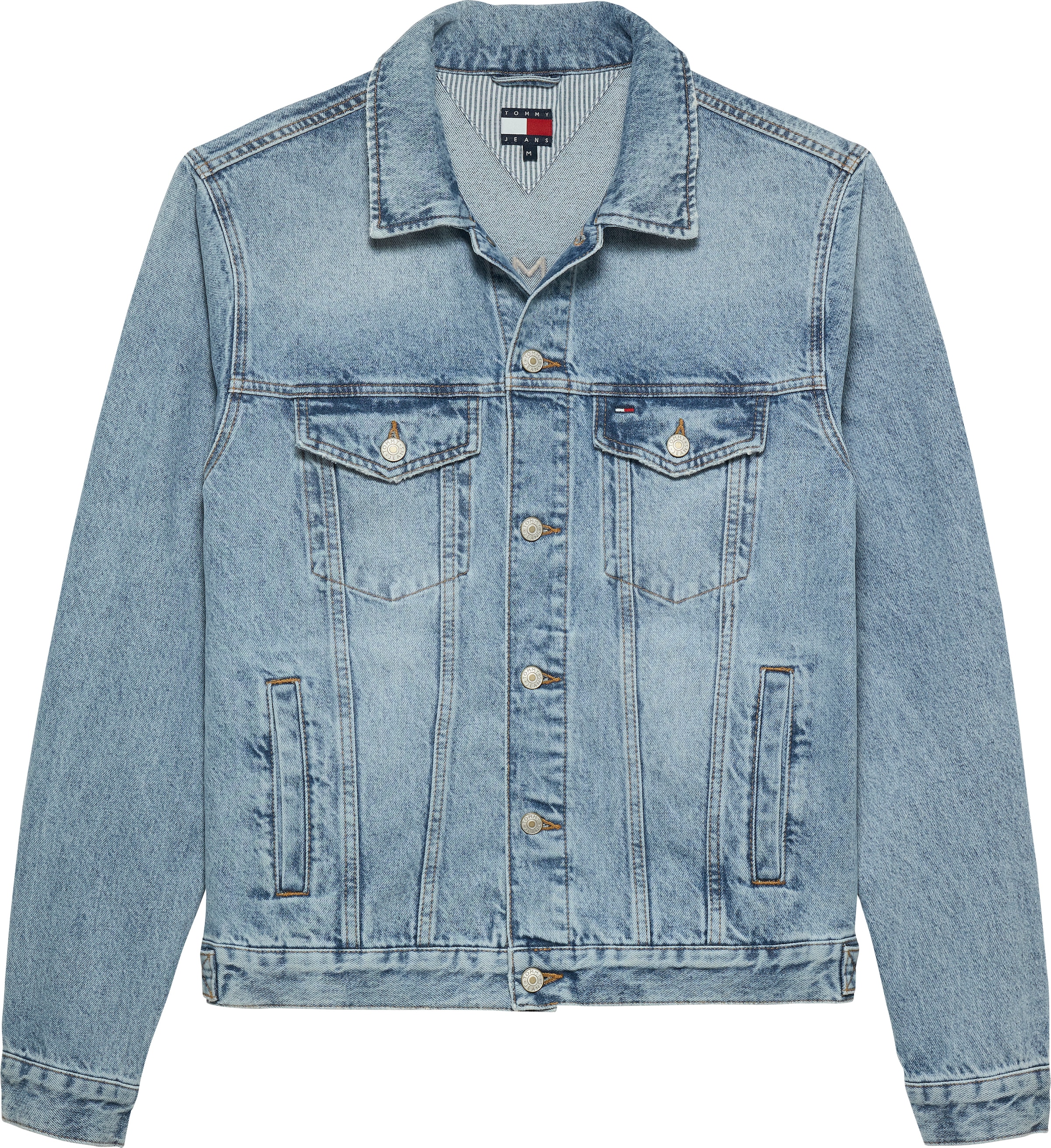 Tommy Jeans Jeansjacke »RYAN RGLR TRCKR RWB EXT CI6033«, ohne Kapuze, Mit Rundhalsausschnitt
