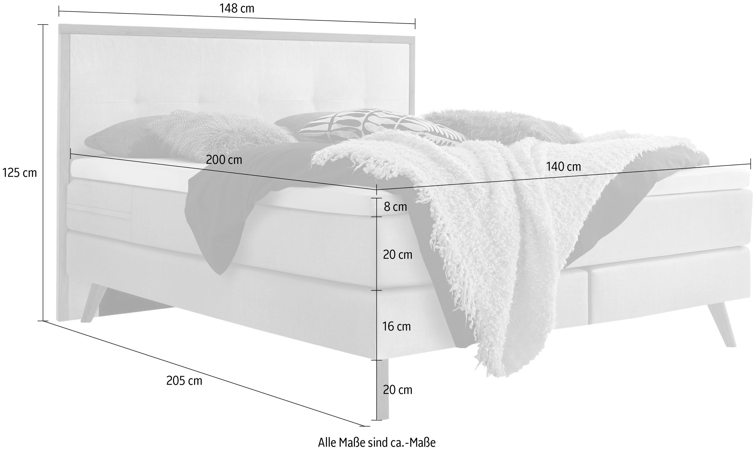 8. Bild von HASENA Boxspringbett Nordic, inkl. Topper, Kopfteilrahmen und Füsse aus massiver Eiche