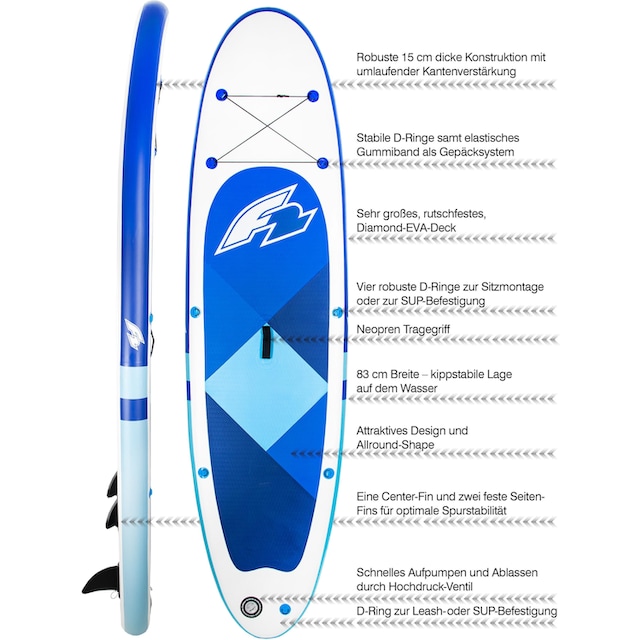 mit »F2 SUP-Board Prime im blue Alupaddel«, F2 (Set, Inflatable jetzt 4-tlg.) %Sale