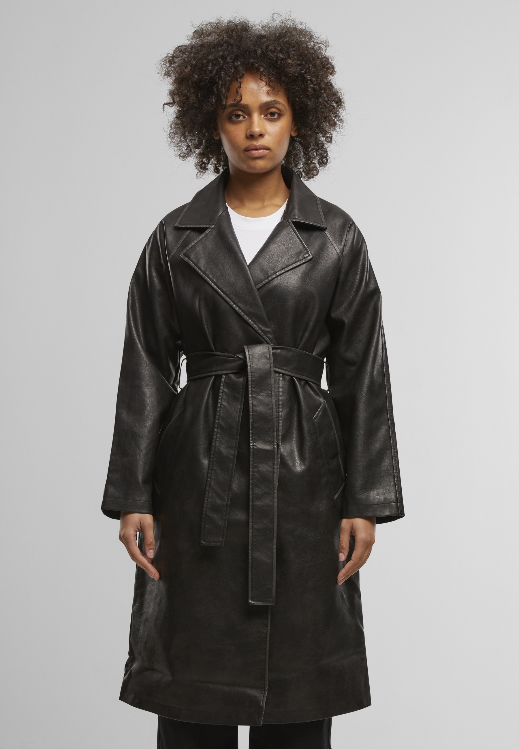 URBAN CLASSICS Winterjacke »Urban Classics Ladies Vintage Trenchcoat« 1 Stk. tlg. ohne Kapuze