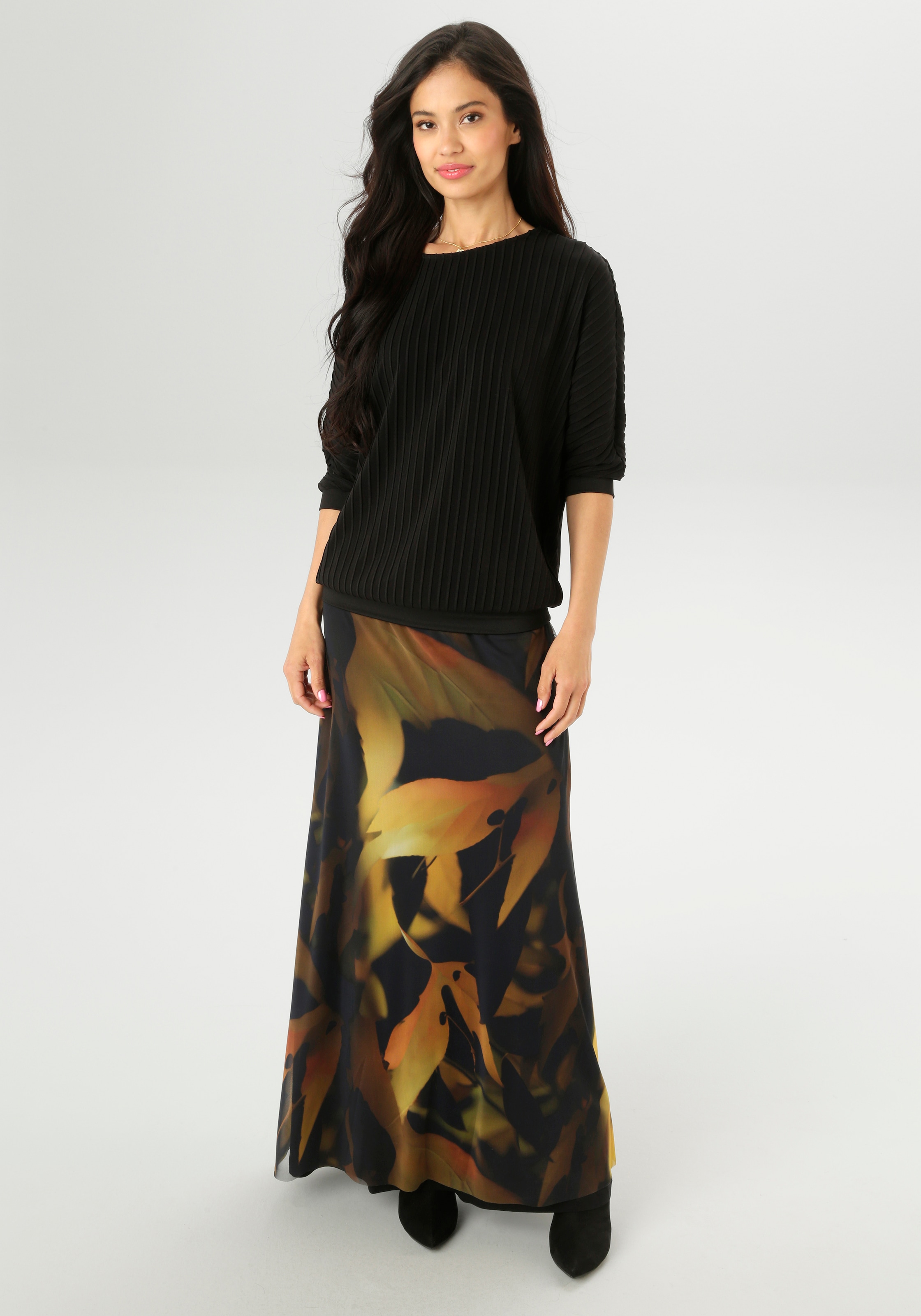 Aniston SELECTED Maxirock, mit farbharmonischen Batikdruckdessin - NEUE KOLLEKTION