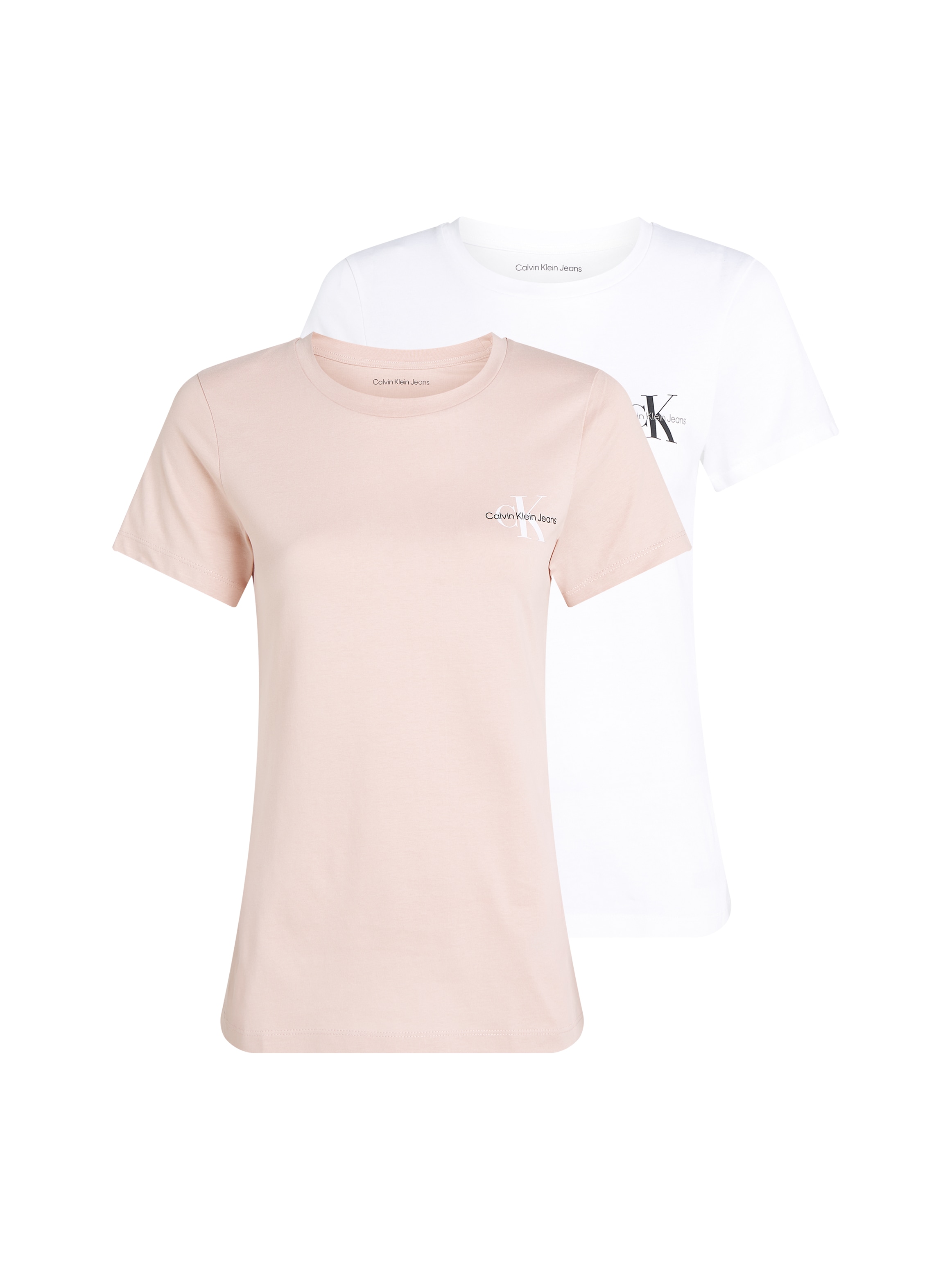Calvin Klein Jeans Rundhalsshirt »2-PACK MONOLOGO SLIM TEE«, (Packung, 2 tlg., 2er-Pack), mit Calvin Klein Jeans Logoprint auf der Brust