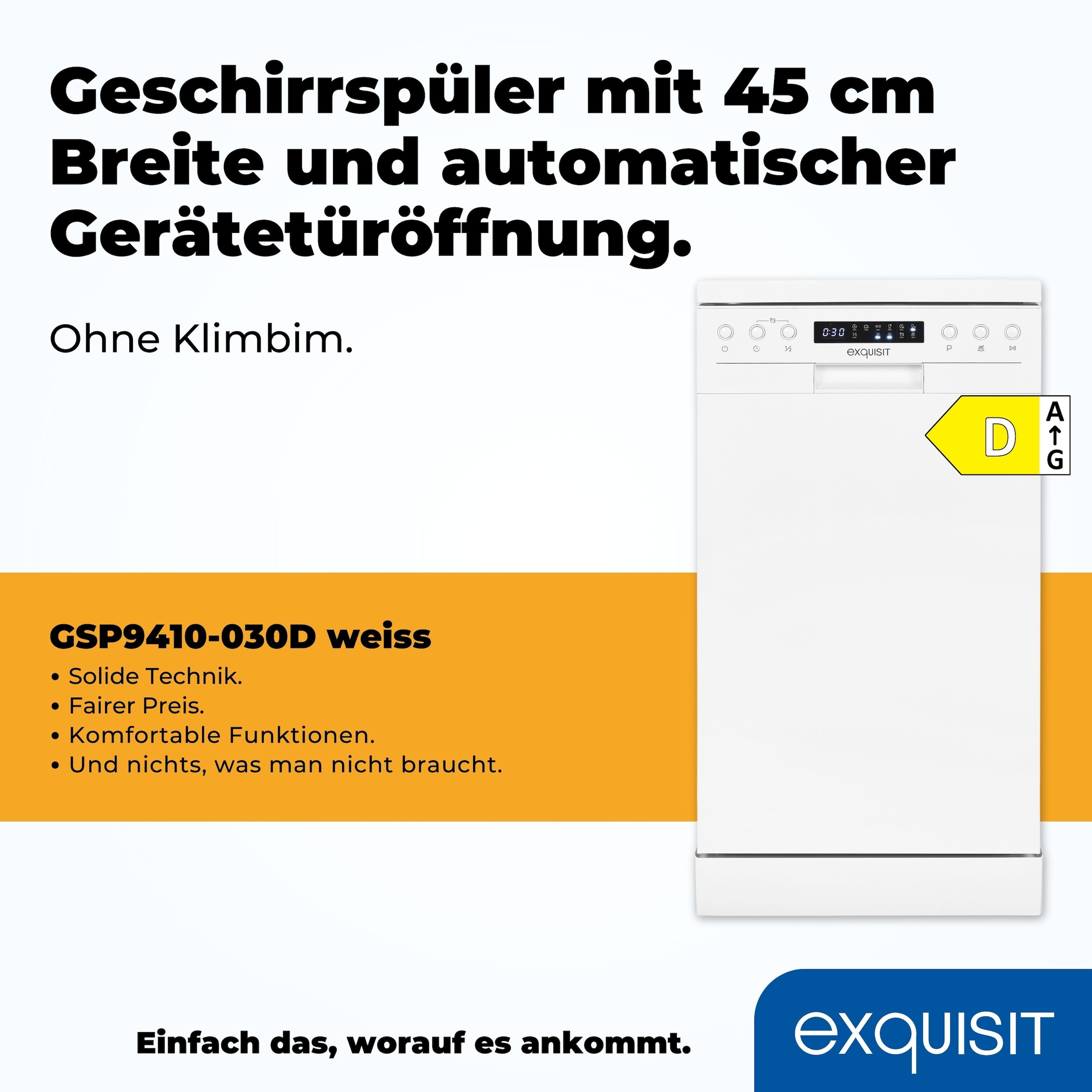 exquisit Unterbaugeschirrspüler »GSP9410-030D weiss«, 10 Maßgedecke