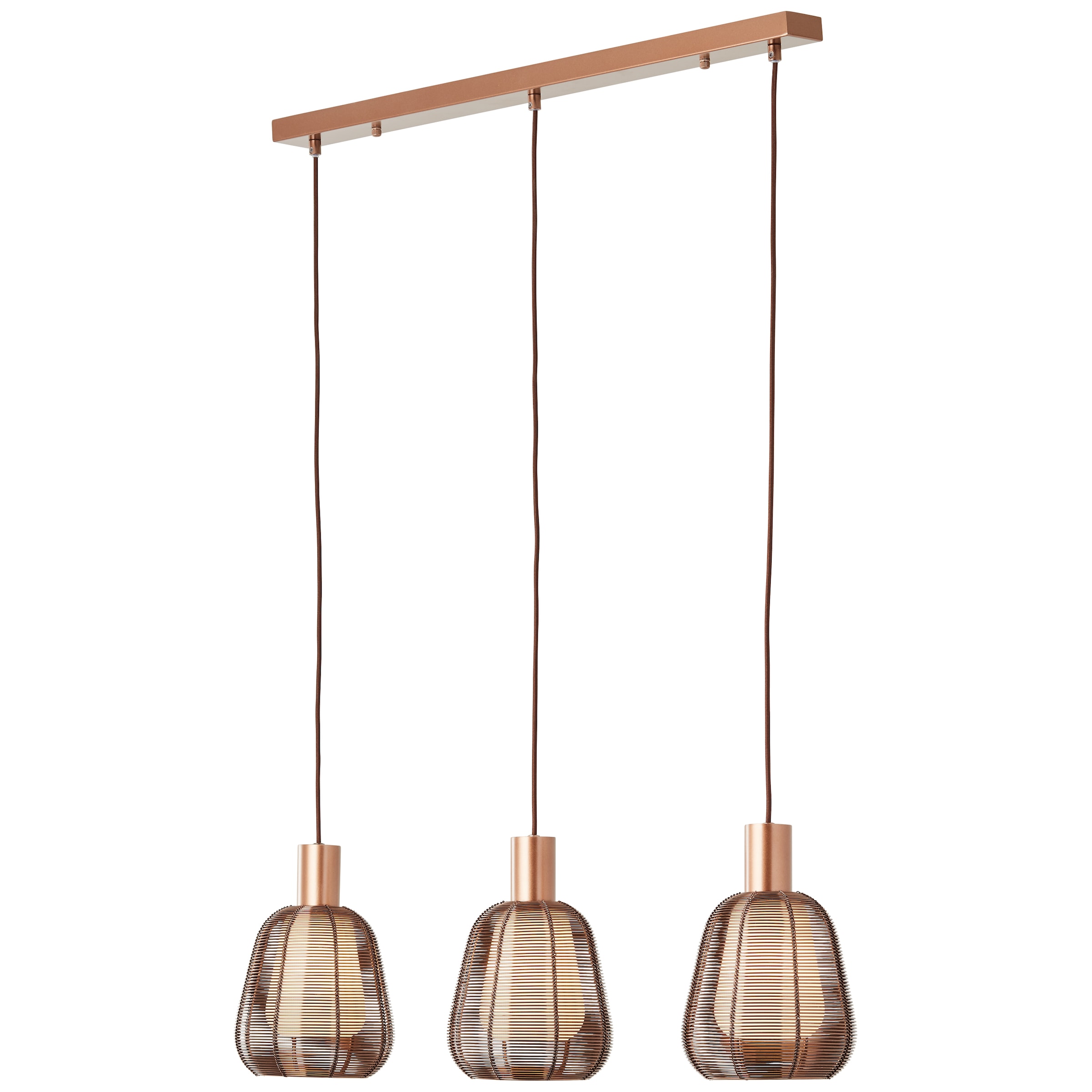 Brilliant Pendelleuchte »Wallace«, 3 flammig, Leuchtmittel E27 | ohne Leuchtmittel, 120 x 85 x 18 cm, 3 x E27, kürzbar, Kaffee dunkel, Metall/Glas