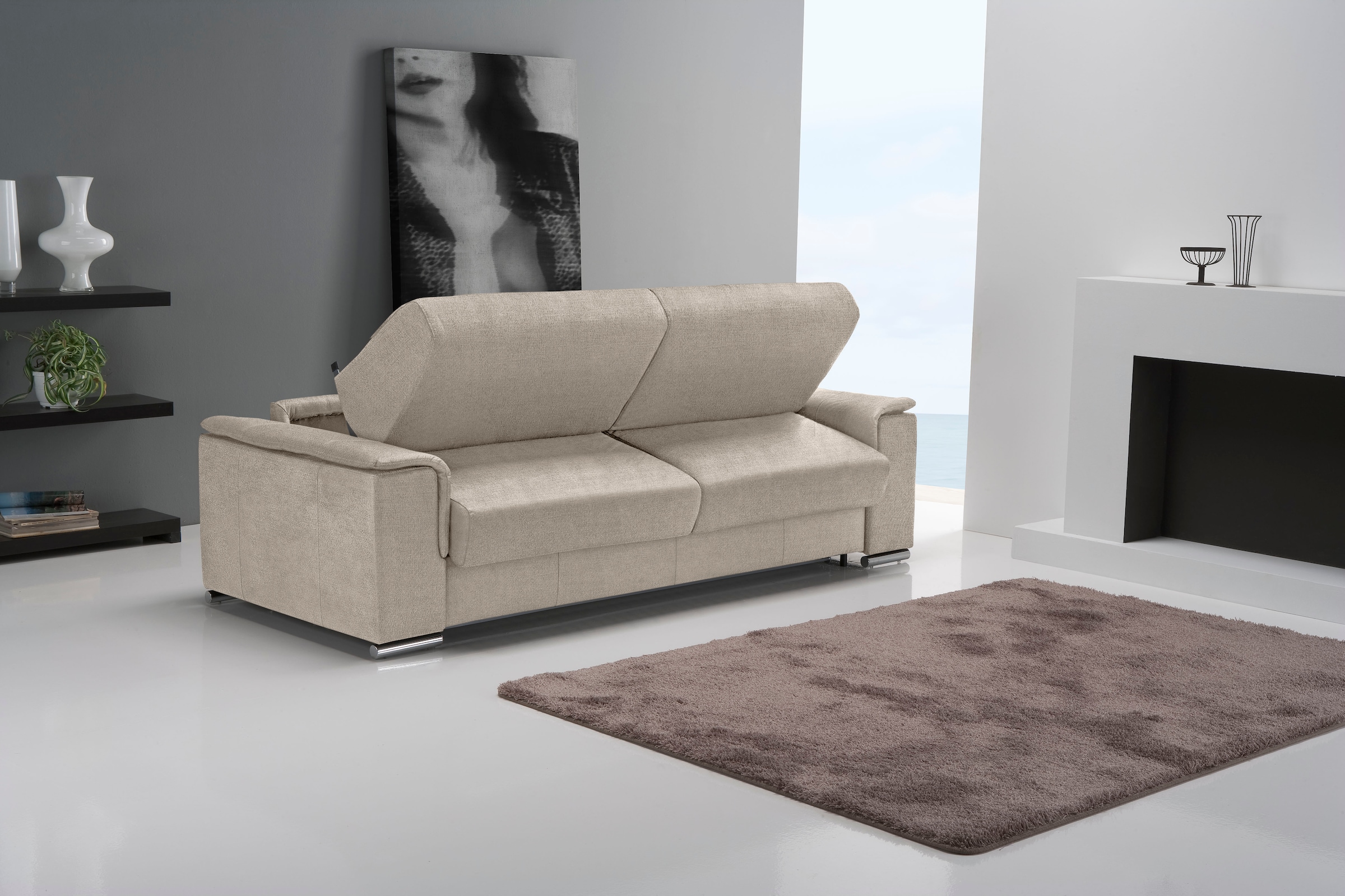 Egoitaliano Schlafsofa »Cecilia, modern & elegant, erstklassiger Sitzkomfort, Dauerschläfer«, inkl. Matratze und hochwertigem Metallbettrahmen, toller Schlafkomfort