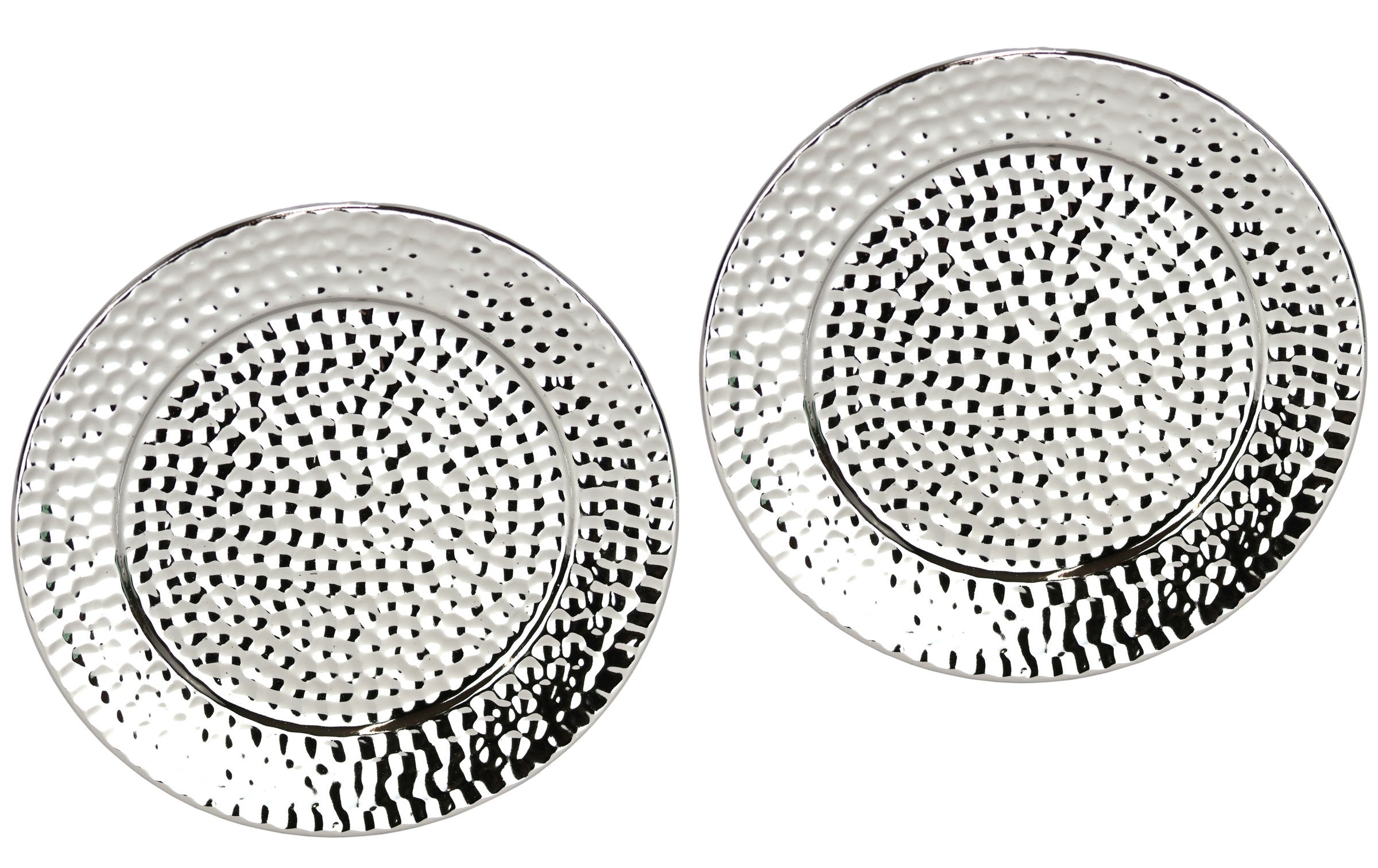 I.GE.A. Dekotablett »Keramik-Schale rund«, (2 St.), 2er Set Dekoschale silber Tablett Weihnachtsdeko Deko Advents-Tablett