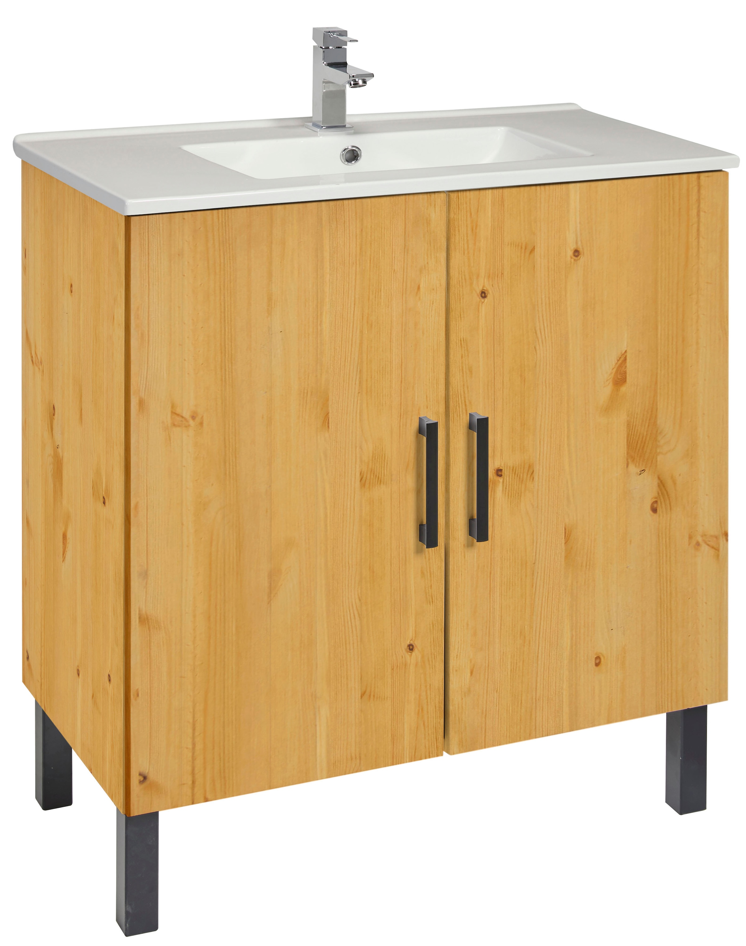 welltime Waschtisch »Mary«, inkl. Becken, Landhaus, Breite 80 cm, aus Massivholz