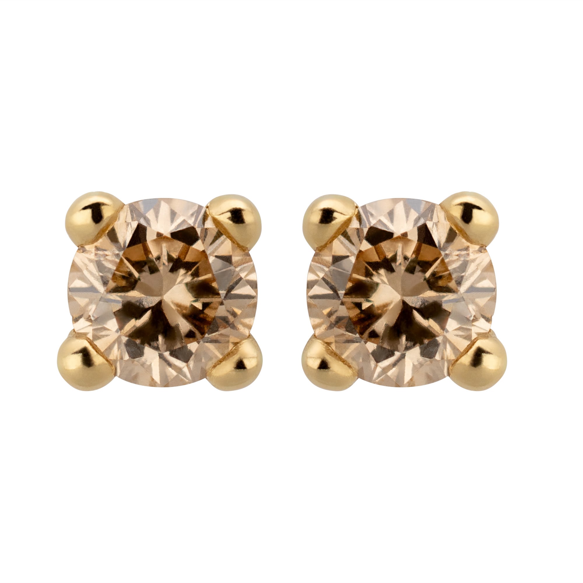 Orolino Paar Ohrstecker »585/- Gelbgold 2 Brill. 0,50 t. braun«