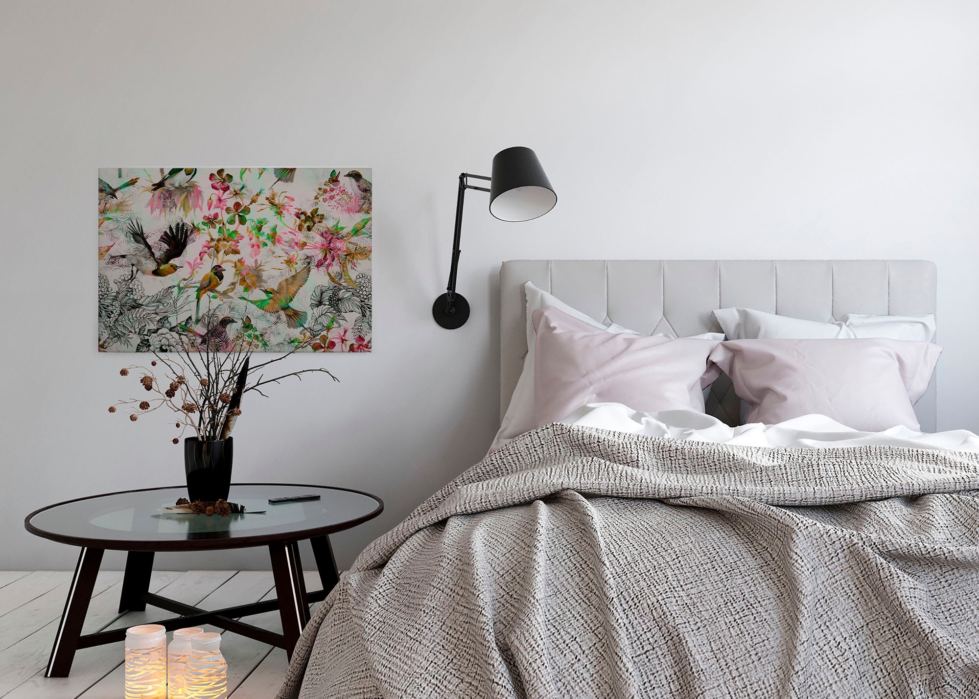 A.S. Création Leinwandbild »funky birds«, Kunst-Vögel-Kinder, (1 St.), Keilrahmen Bild mit Vögel Floral Leinwand-Bild Wohnzimmer modern Wand