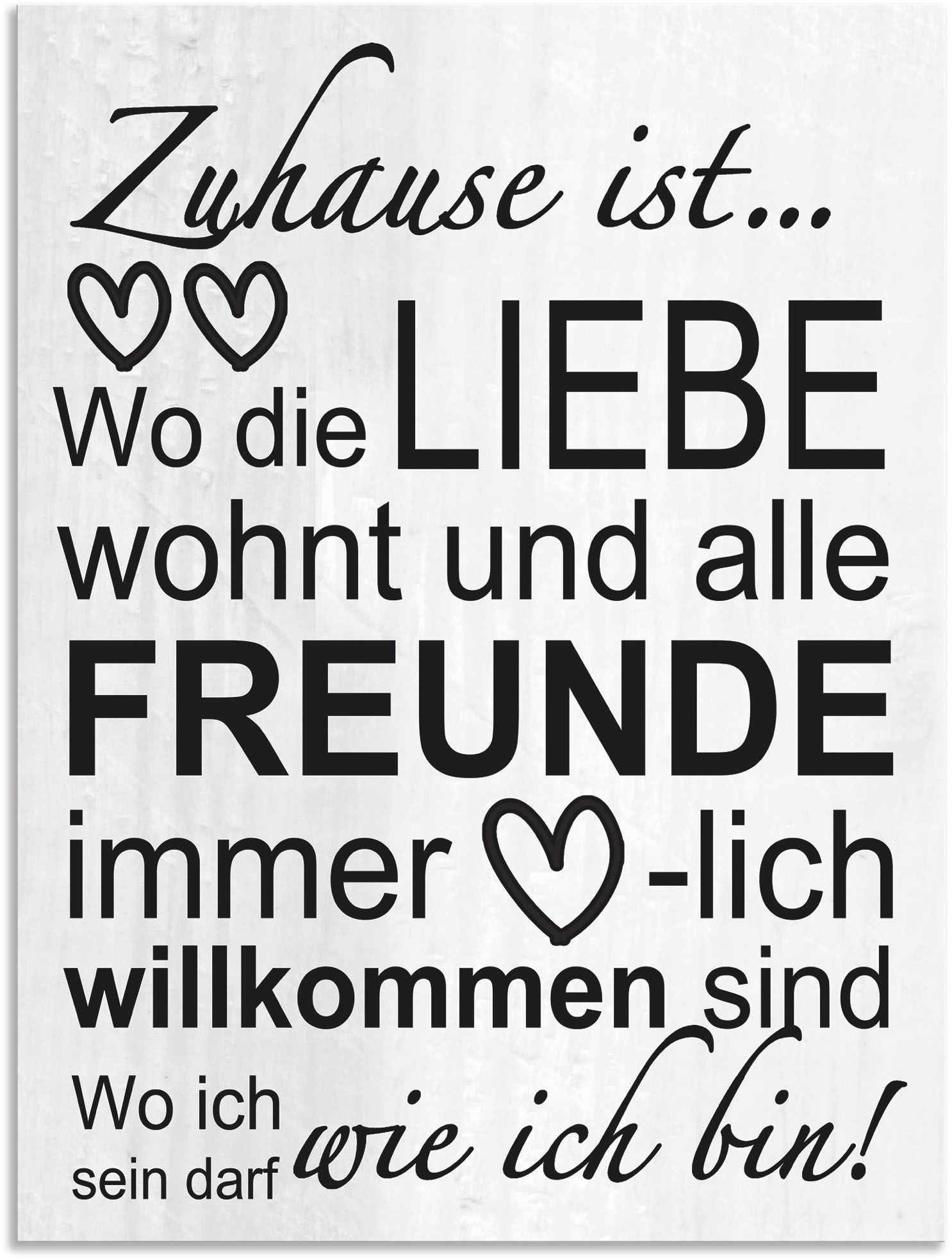 Artland Wandbild »Wo die Liebe wohnt«, Sprüche & Texte, (1 St.), als Alubild, Outdoorbild, Leinwandbild, Poster, Wandaufkleber