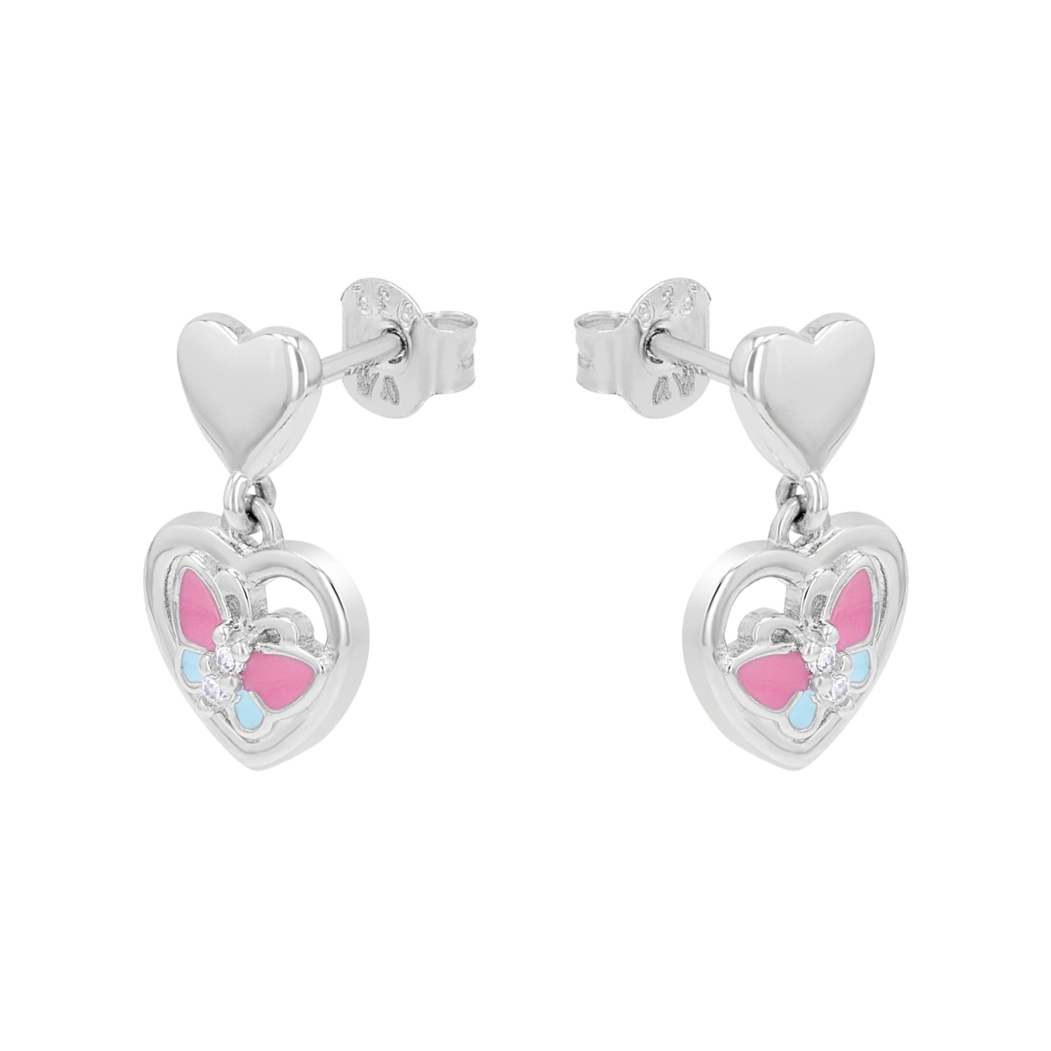 Prinzessin Lillifee Paar Ohrhänger »Herzen/Schmetterling-Optik, 2039758«, mit Zirkonia (synth.)