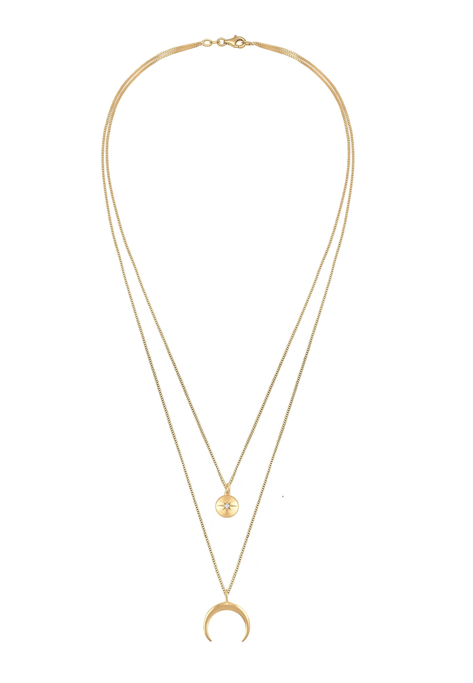 Elli Collierkettchen »Layer Halbmond Stern Plättchen Zirkonia 925 Sterling Silber«