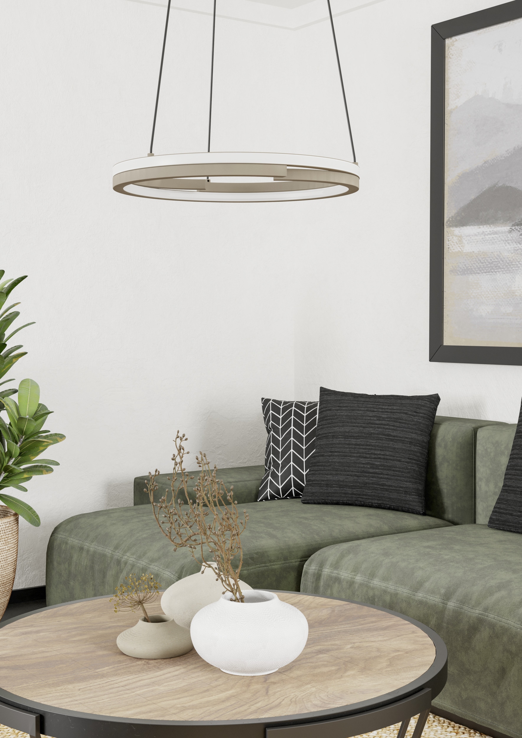 EGLO Hängeleuchte »MEZZOMONTE Pendellampe - Alu, Stahl - LED - 40W - IP20« LED-Modul 1 Stk. Kaltweiß | Neutralweiß | Warmweiß Hängelampe, Deckenlampe, Wohnzimmer, Esszimmer, H110 x Ø48 cm