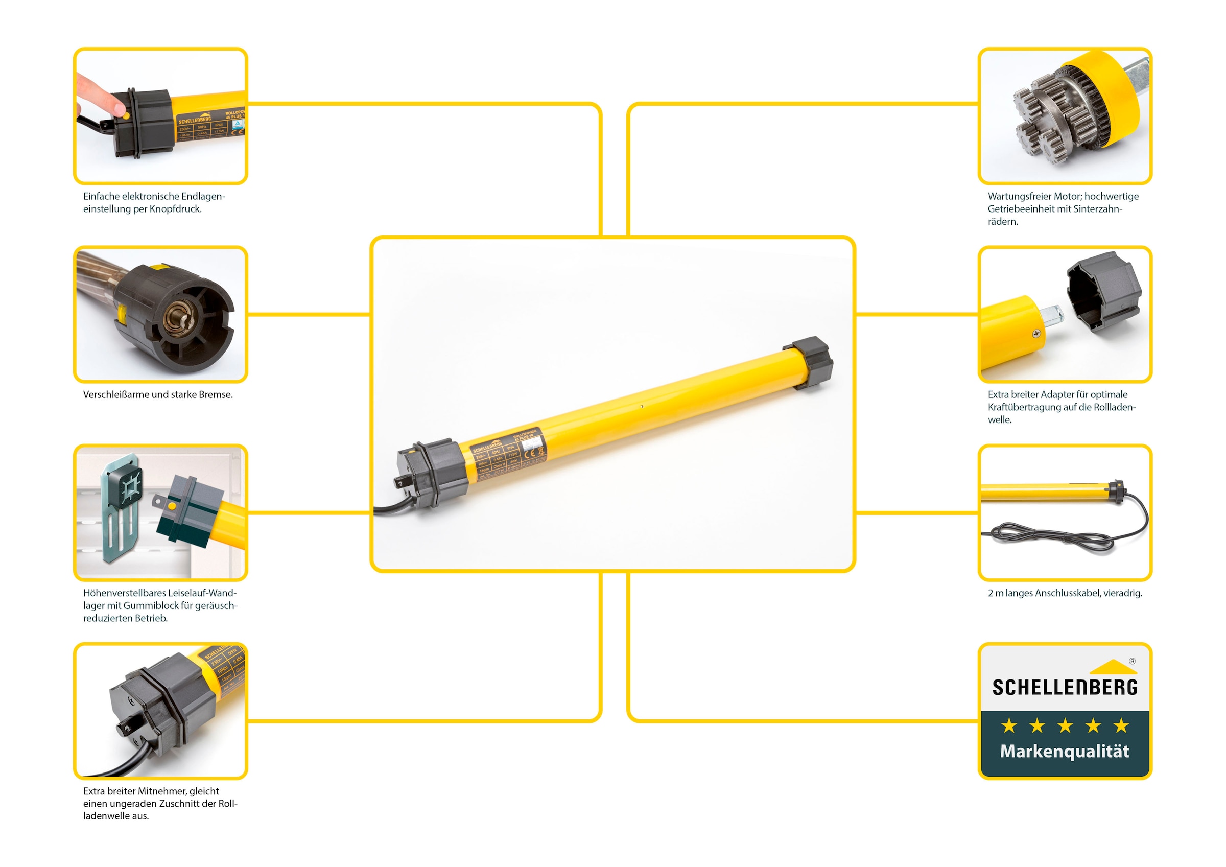 SCHELLENBERG Rollladenmotor »Plus, Rohrmotor mit elektronischer Endlageneinstellung«, geeignet für 60 mm Rollladenwelle, Maxi, 20 Nm, Zugkraft 34 kg
