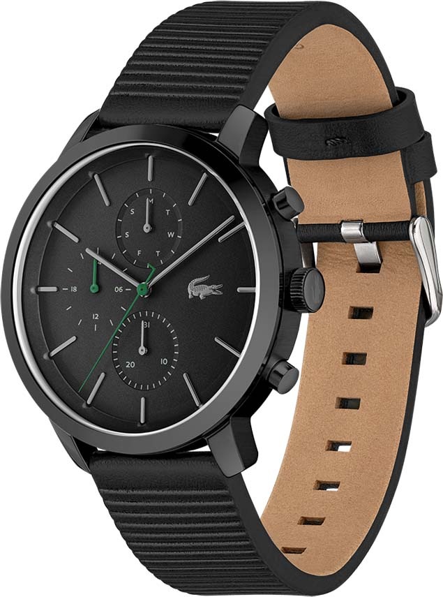 Lacoste Multifunktionsuhr »REPLAY«, Quarzuhr, Armbanduhr, Herrenuhr, Datum, Lederarmband