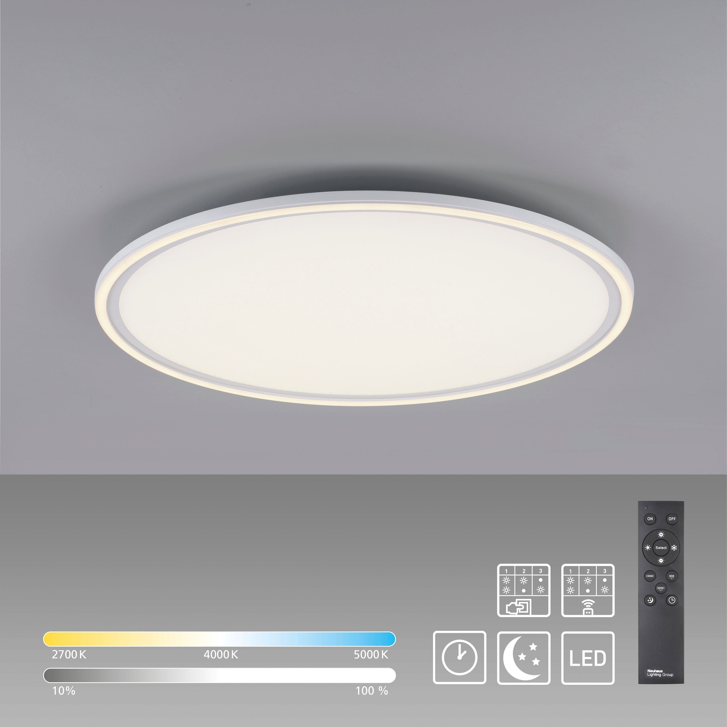 JUST LIGHT Deckenleuchte »EDGING«, 2 flammig, Leuchtmittel LED-Board-LED-Board | LED fest integriert-LED fest integriert, LED, Fernbedienung, Funk inkl., separat steuerbar (Schalter)