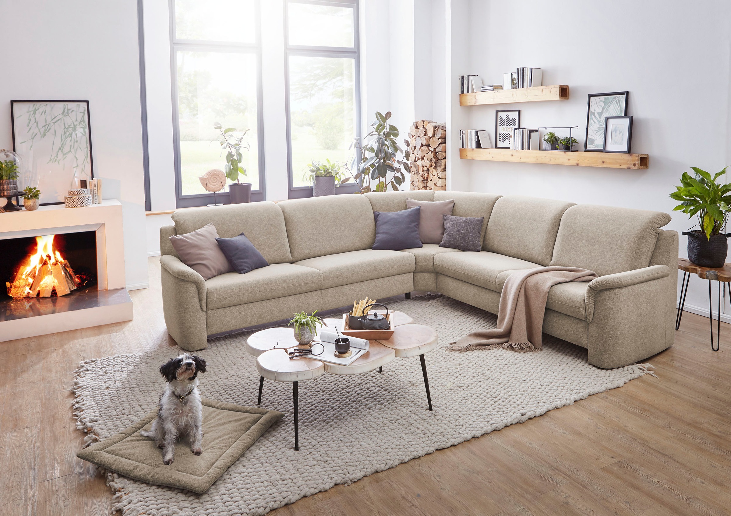 VILLA BECK Ecksofa »Garda L-Form«, (4 St.), inklusive Kopfteilverstellung, günstig online kaufen