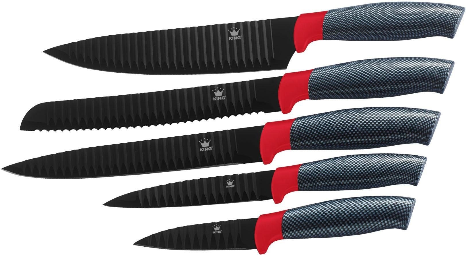 KING Messerblock »Carbon Optic«, 6 tlg., Wellenschliff