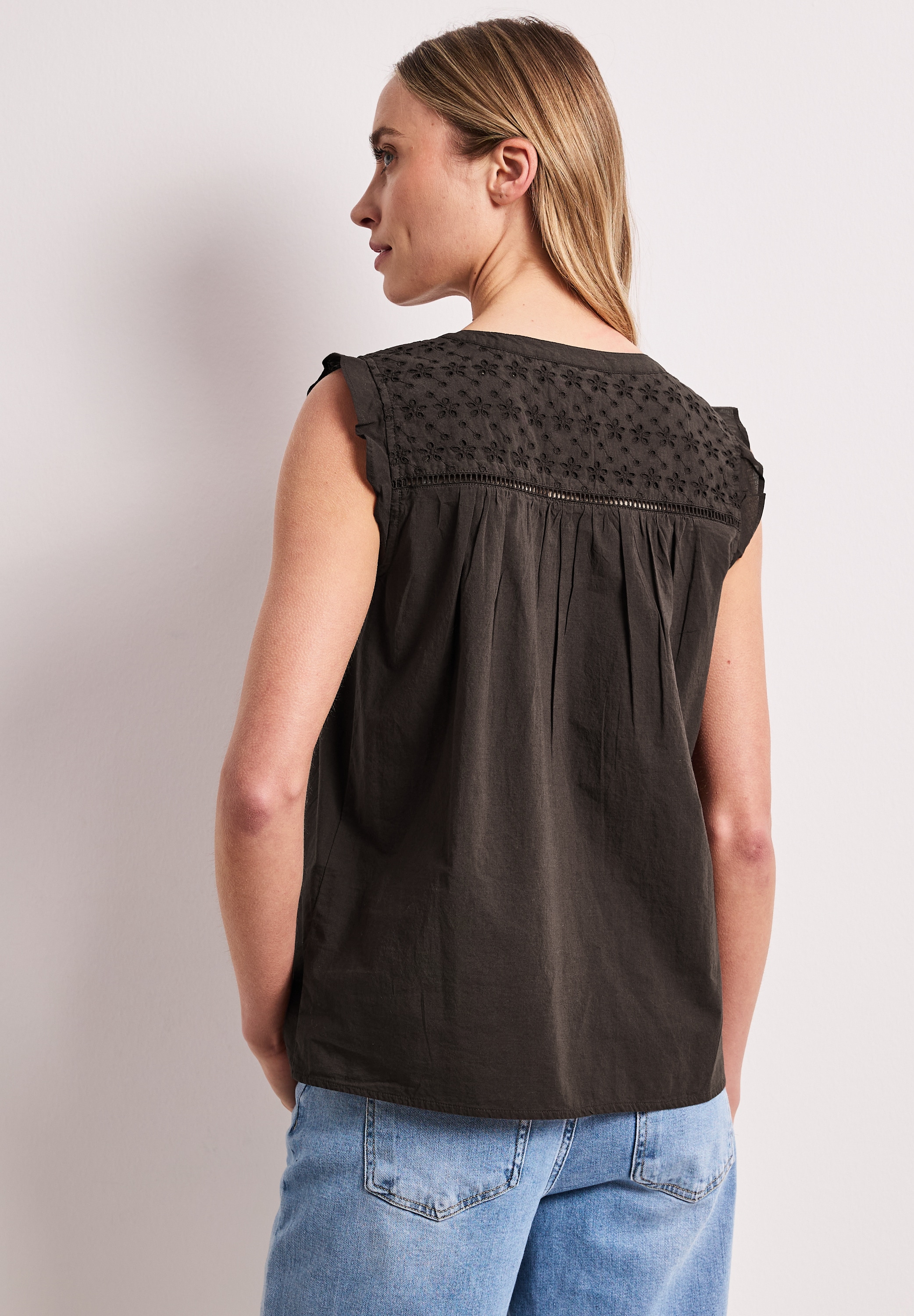 STREET ONE Blusentop Blustentop mit Split Neck und Shiffleydetails