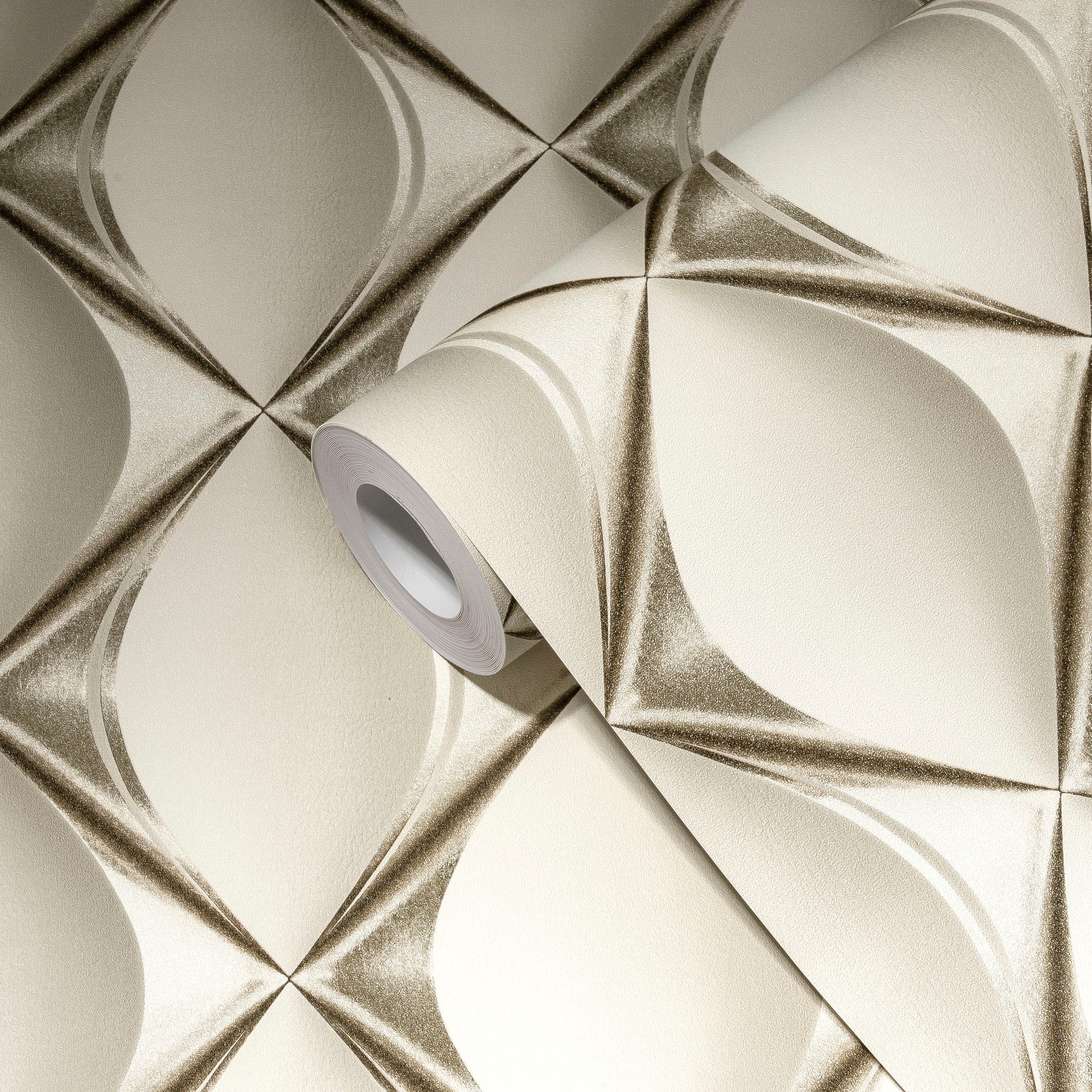 living walls Vliestapete »My Home My Spa«, 3D-Optik-metallic-geometrisch, Design Tapete 3D Effekt Tapeten Wohnzimmer Schlafzimmer Küche Design