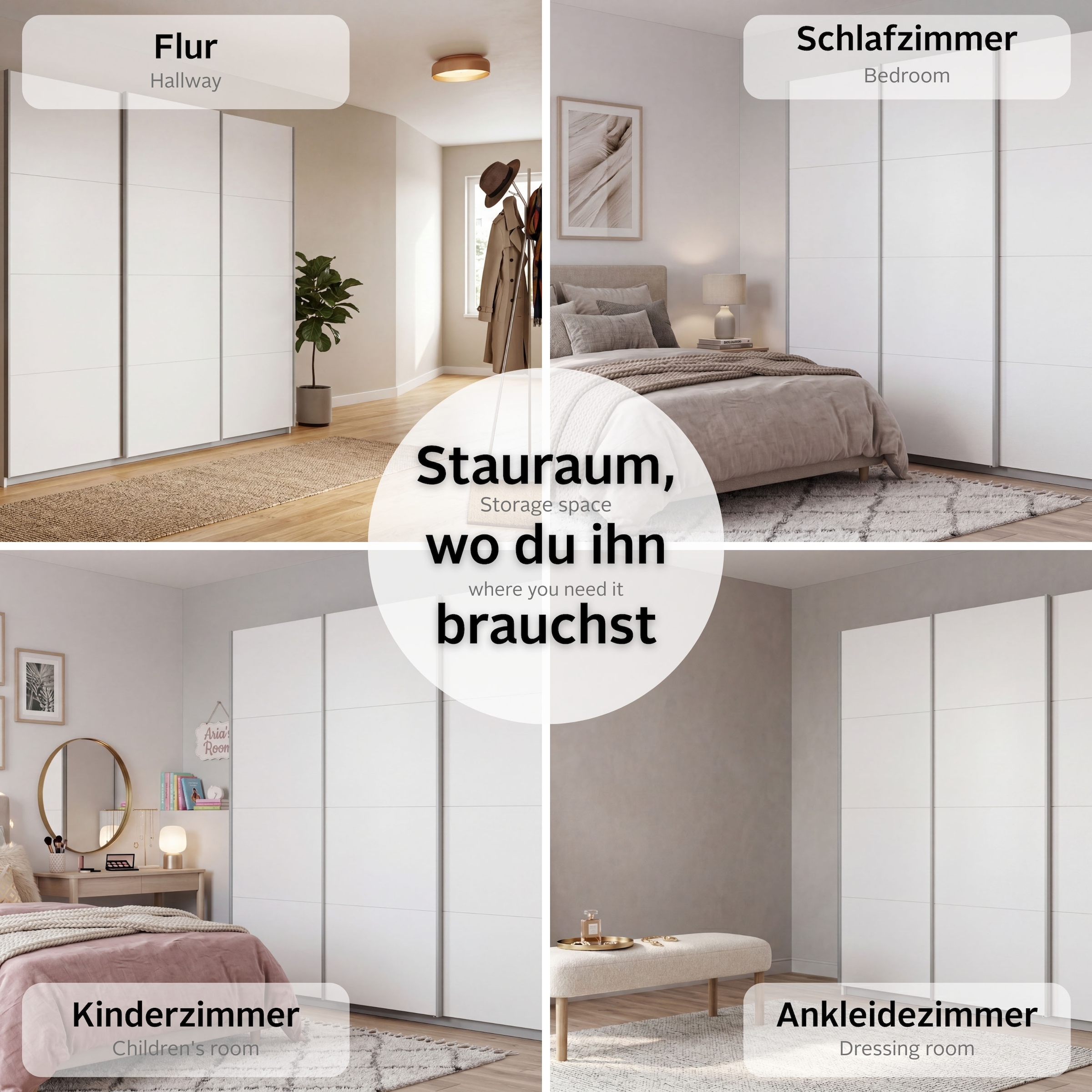 rauch Schwebetürenschrank »Kleiderschrank Schrank Garderobe KOLUNA Hochglanz-Front und Spiegel« 3 Ausstattungen BASIC/CLASSIC/PREMIUM (inkl. SOFT-CLOSE-FUNKTION),  Breiten 203/271/315/360 cm Höhen 210/229 cm MADE IN GERMANY