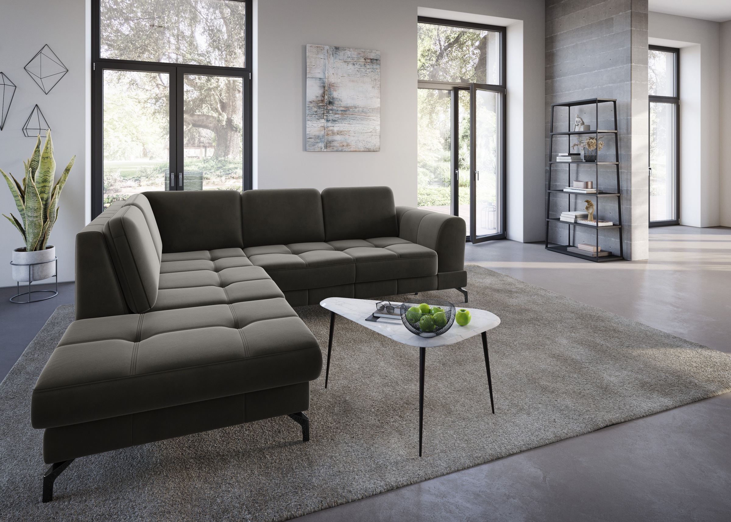 sit&more Ecksofa »Bendigo L-Form«, inklusive Sitztiefenverstellung, Bodenfreiheit 12 cm, in 2 Fußfarben