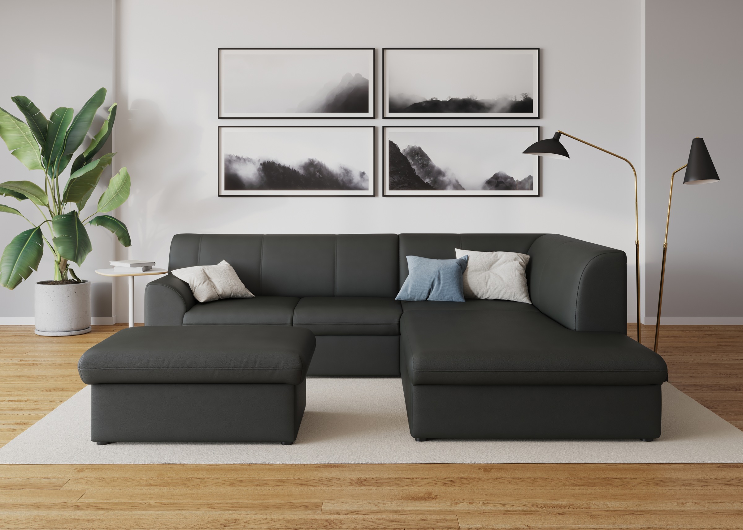DOMO collection Ecksofa »Topper zeitlos elegant, kompakte Stellmaße, OTTOs Choice, L-Form« mit Ottomane, wahlweise mit Schlaffunktion