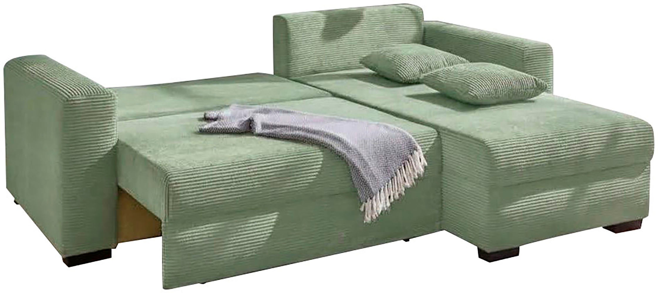 Jockenhöfer Gruppe Ecksofa »Ecksofa Elmau, Größe Ottomane: L, B:235cm, optional mit Topper« mit Schlaffunktion, Bettkasten & 2 Zierkissen