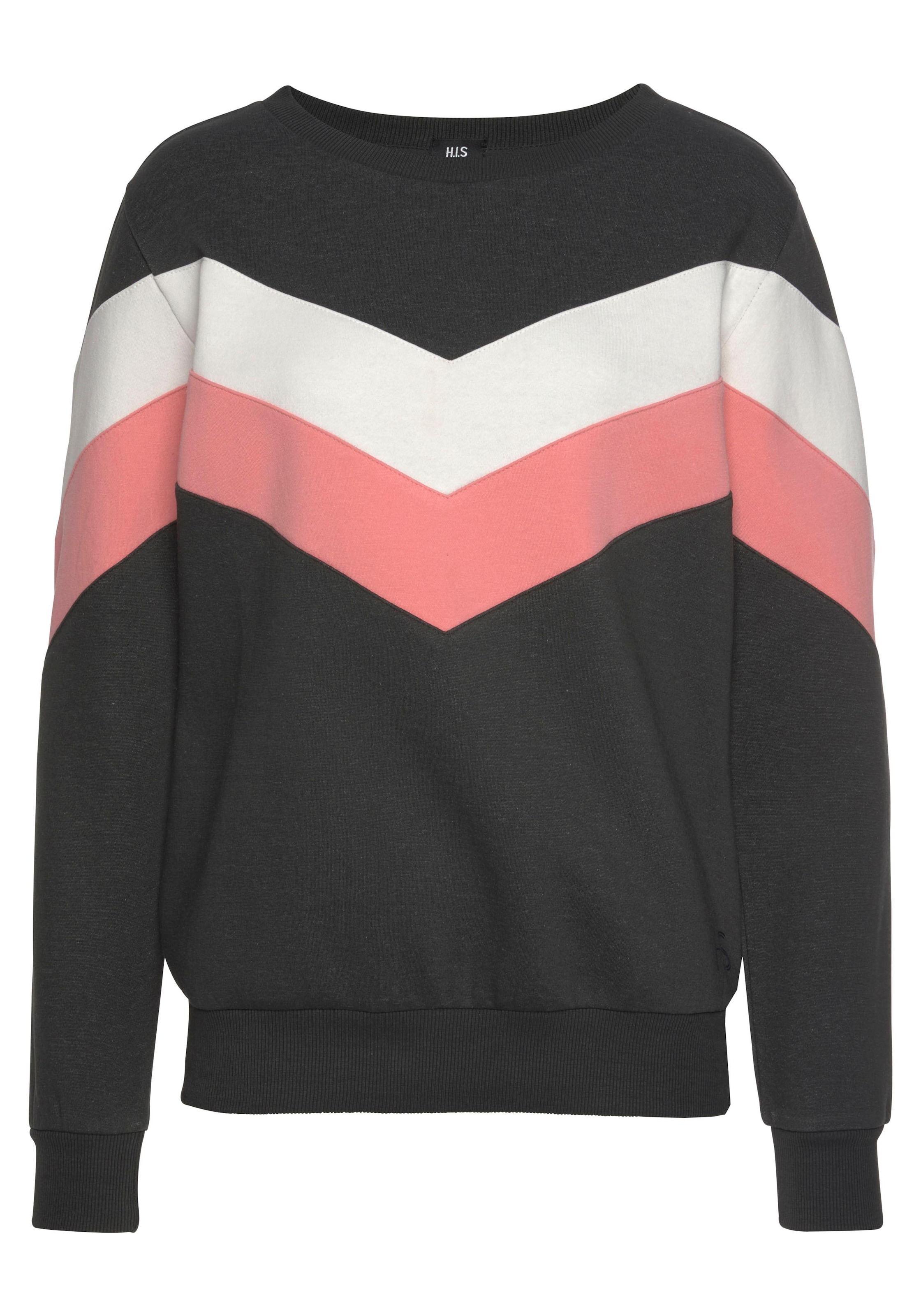 H.I.S Sweatshirt, mit Kontraststreifen an Vorderseite und Ärmeln, Loungeanzug