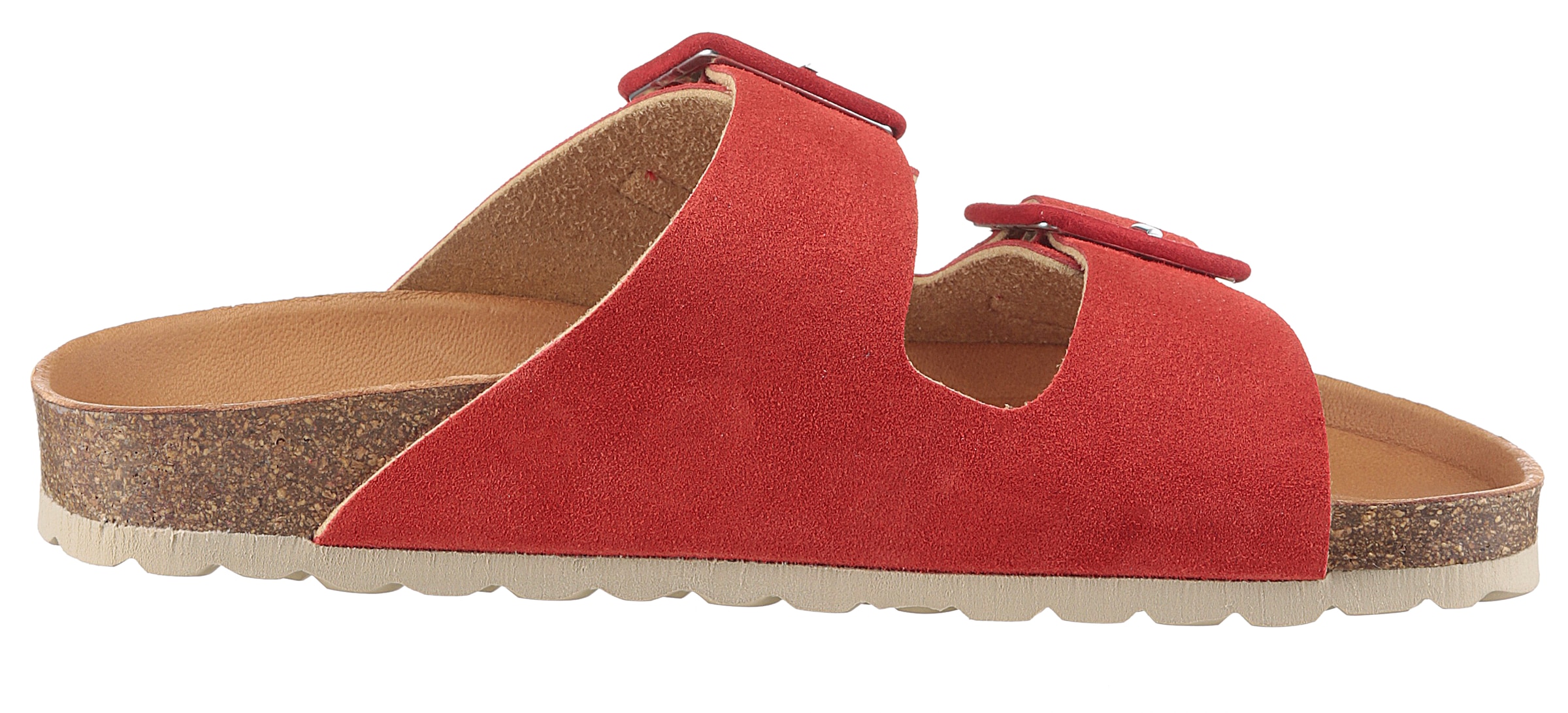 VERBENAS Pantolette »Randell Velour«, Sommerschuh, Schlappen, Hausschuh, Urlaubschuh mit Softfußbett