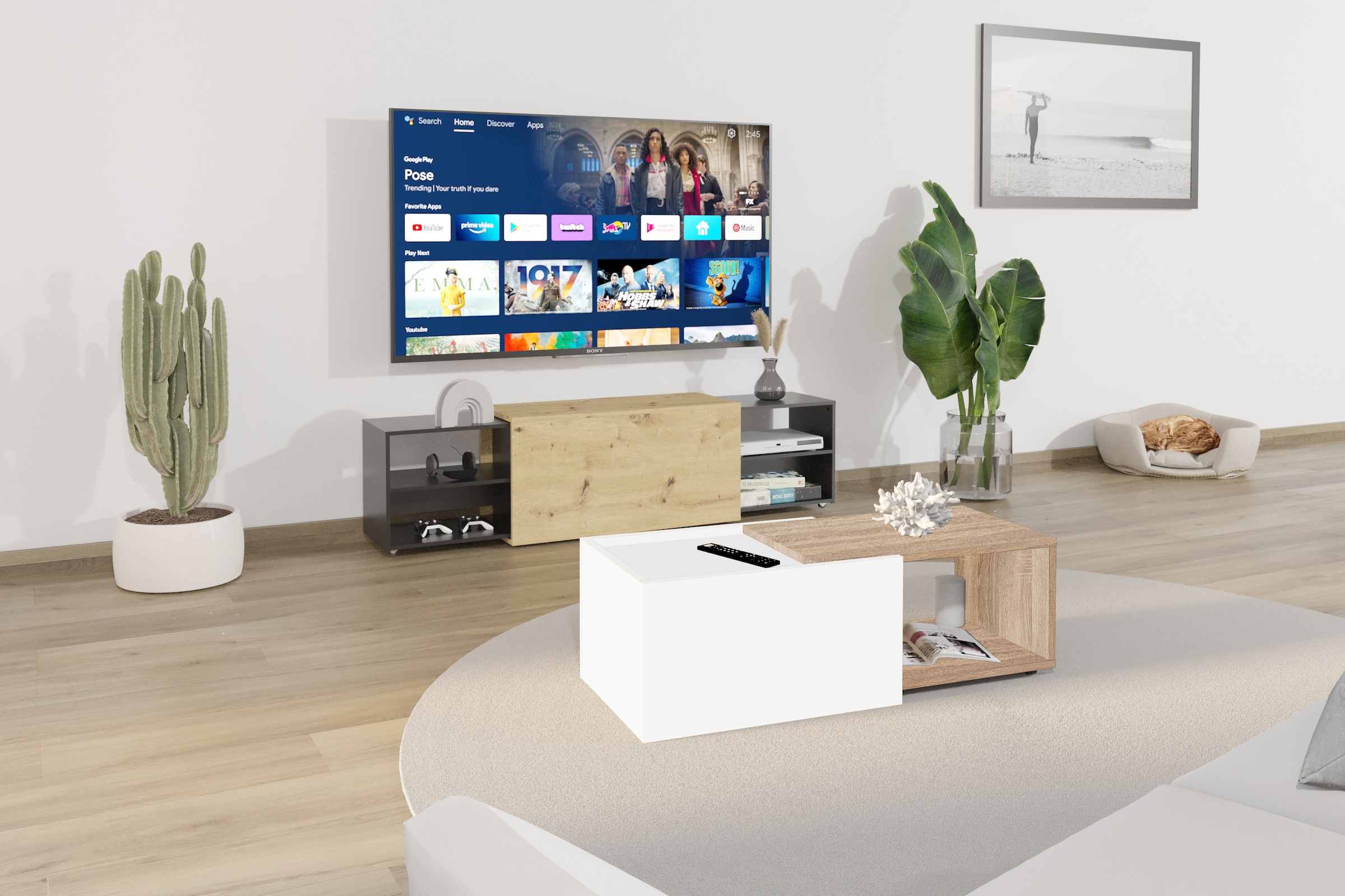 FMD Couchtisch »Slide« flexibel ausziehbar, mit Rollen, Breite: 70 bis 125 günstig online kaufen