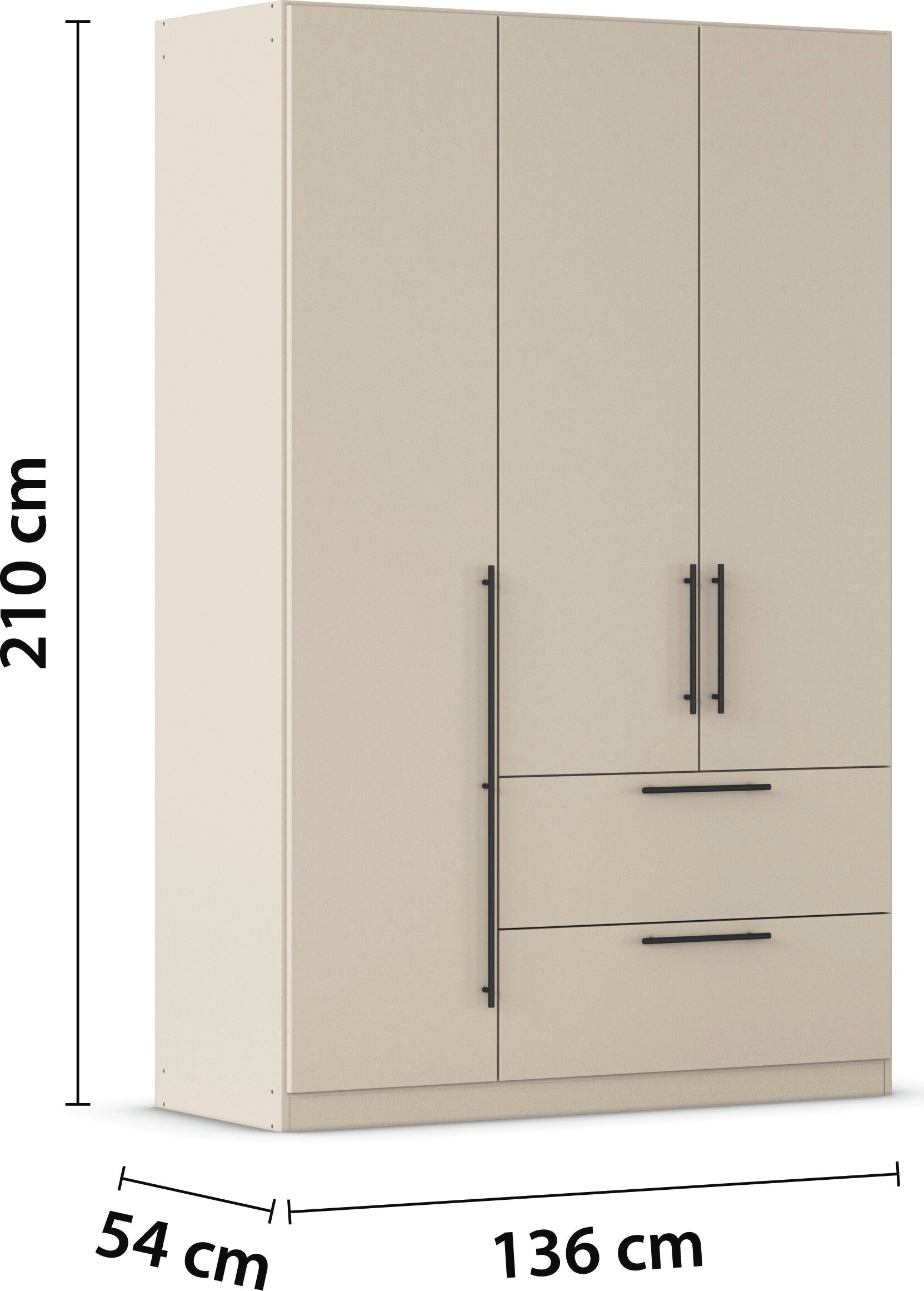 rauch Kleiderschrank »Drehtürenschrank Schrank Garderobe Wäscheschrank Schlafzimmer AVOLA«, (in 3 verschiedenen Ausstattungen BASIC/CLASSIC/PREMIUM), mit hochwertigen Stangengriffen aus Metall in Schwarz MADE IN GERMANY