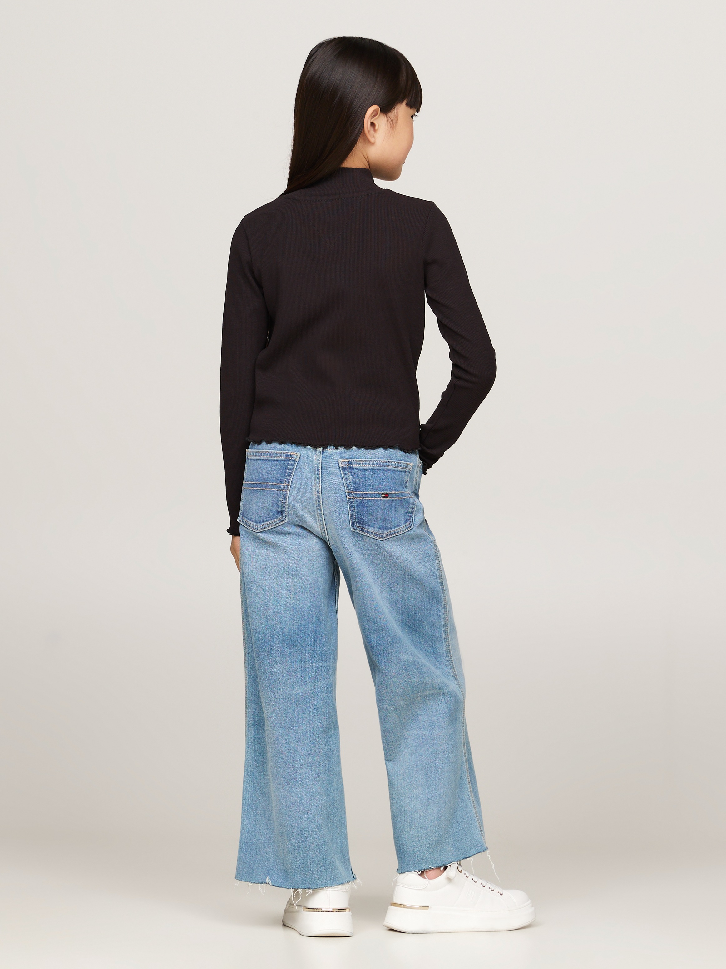 Tommy Hilfiger Langarmshirt »MOCK NECK RIB TOP LS«, mit Babylock-Saum, Logostickerei