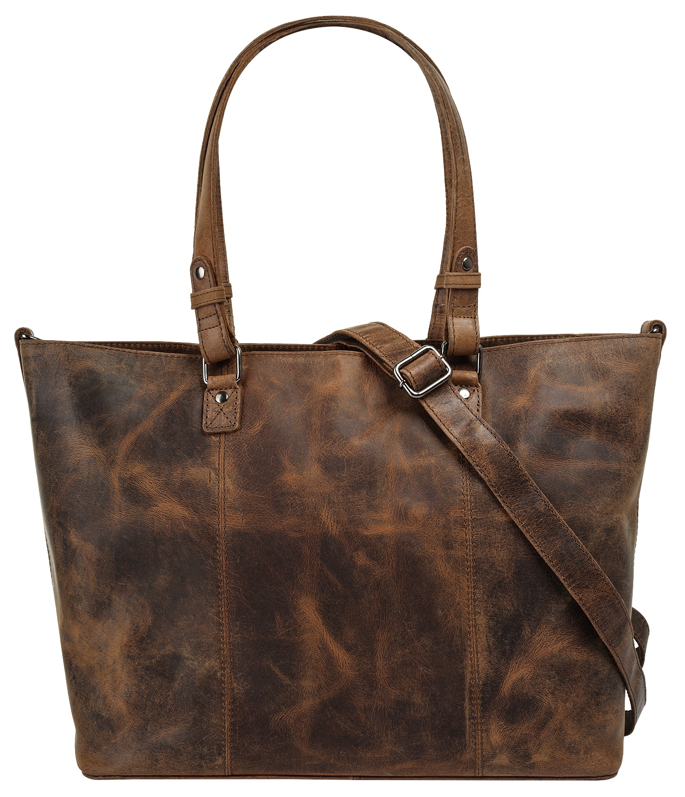 Shopper, echt Leder, Gr. B/H/T: 30 cm x 24 cm x 7 cm onesize, braun