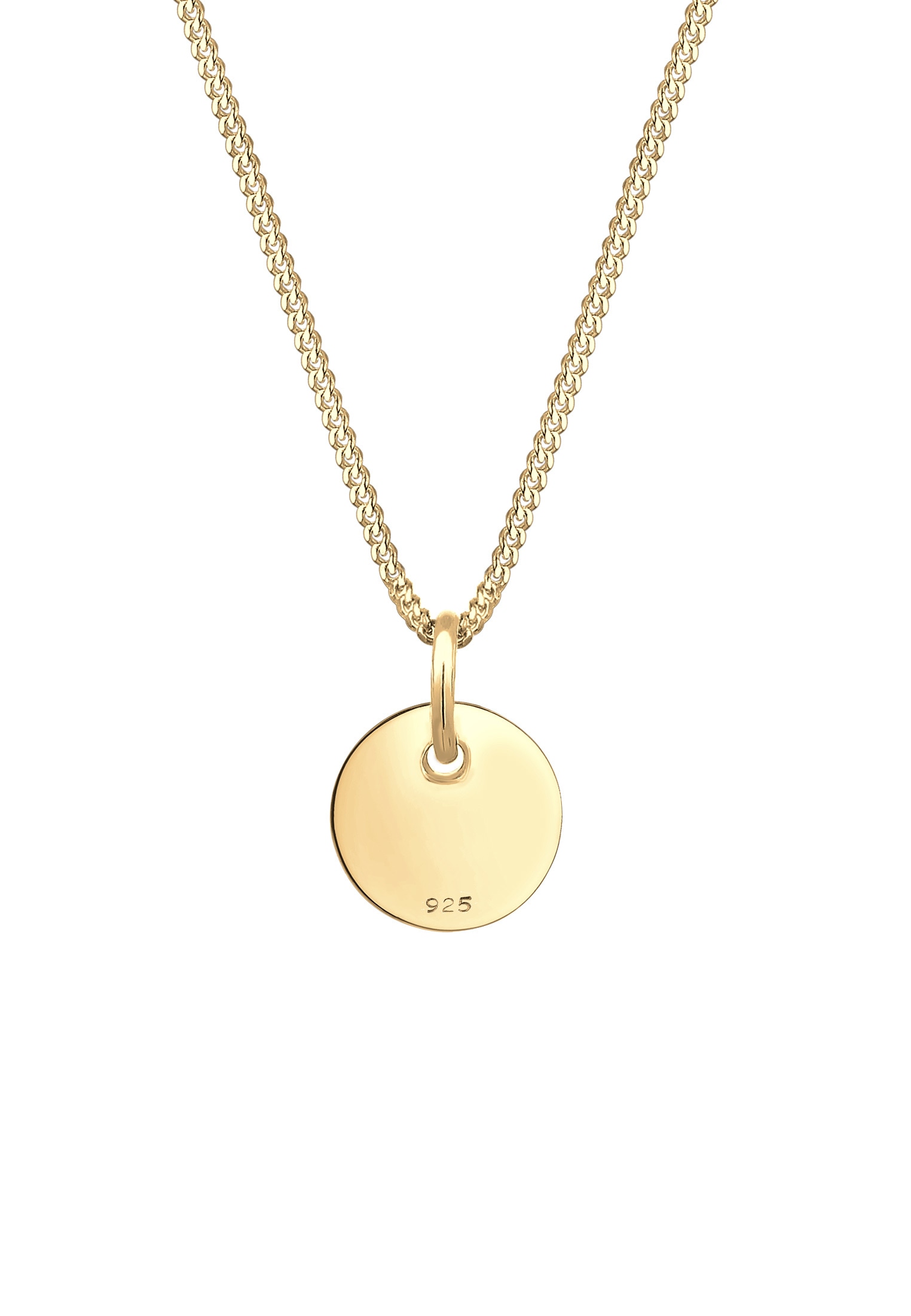 Elli Kette mit Anhänger »Panzerkette mit Kreis Rund Plättchen 925 Silber«