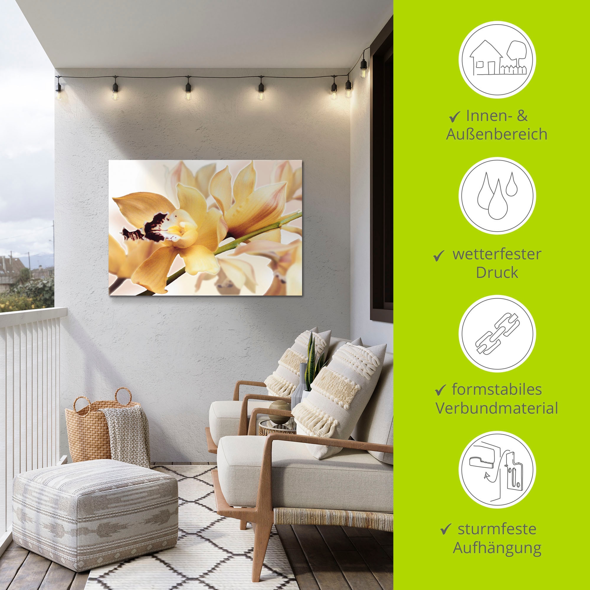Artland Wandbild »Gelbe Orchidee«, Blumenbilder, (1 St.), als Alubild, Outdoorbild, Leinwandbild, Poster in verschied. Größen