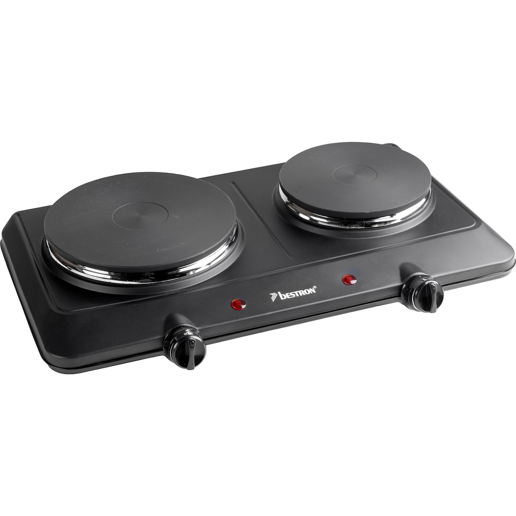 bestron Doppelkochplatte »AHP250 Kitchen Heroes«, aus Gusseisen, Ø 18/15 cm, 2250 Watt, Schwarz